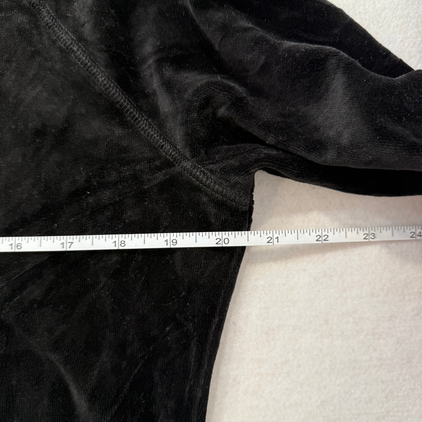 Vintage Juicy Couture black velour full zip hoodie with beige/white design size XL