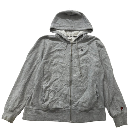 PINK by Victoria's Secret Gray Terry Zip Up Hoodie Long Sleeves Logo Size L