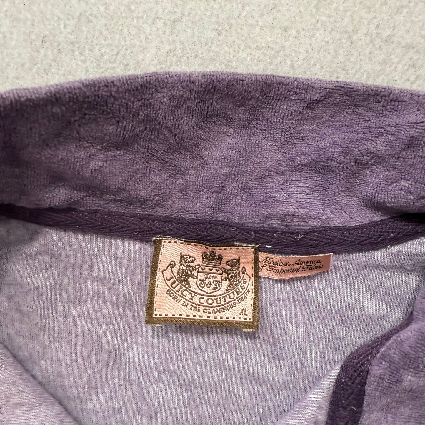 Juicy Couture Women Purple Velour Zip-Up Track Jacket Long Sleeve Pocket Size XL
