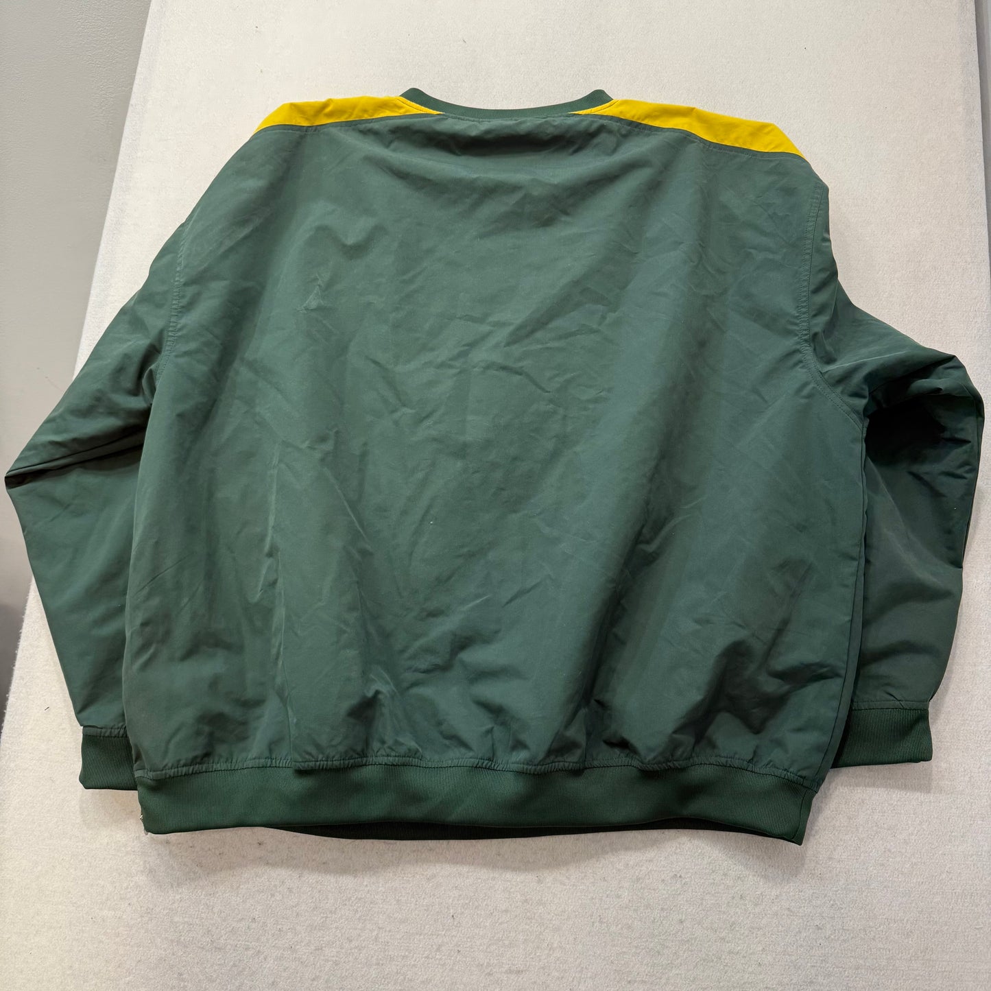 University of Oregon UO Men's Green V-Neck Windbreaker Pullover Pockets Size 2XL
