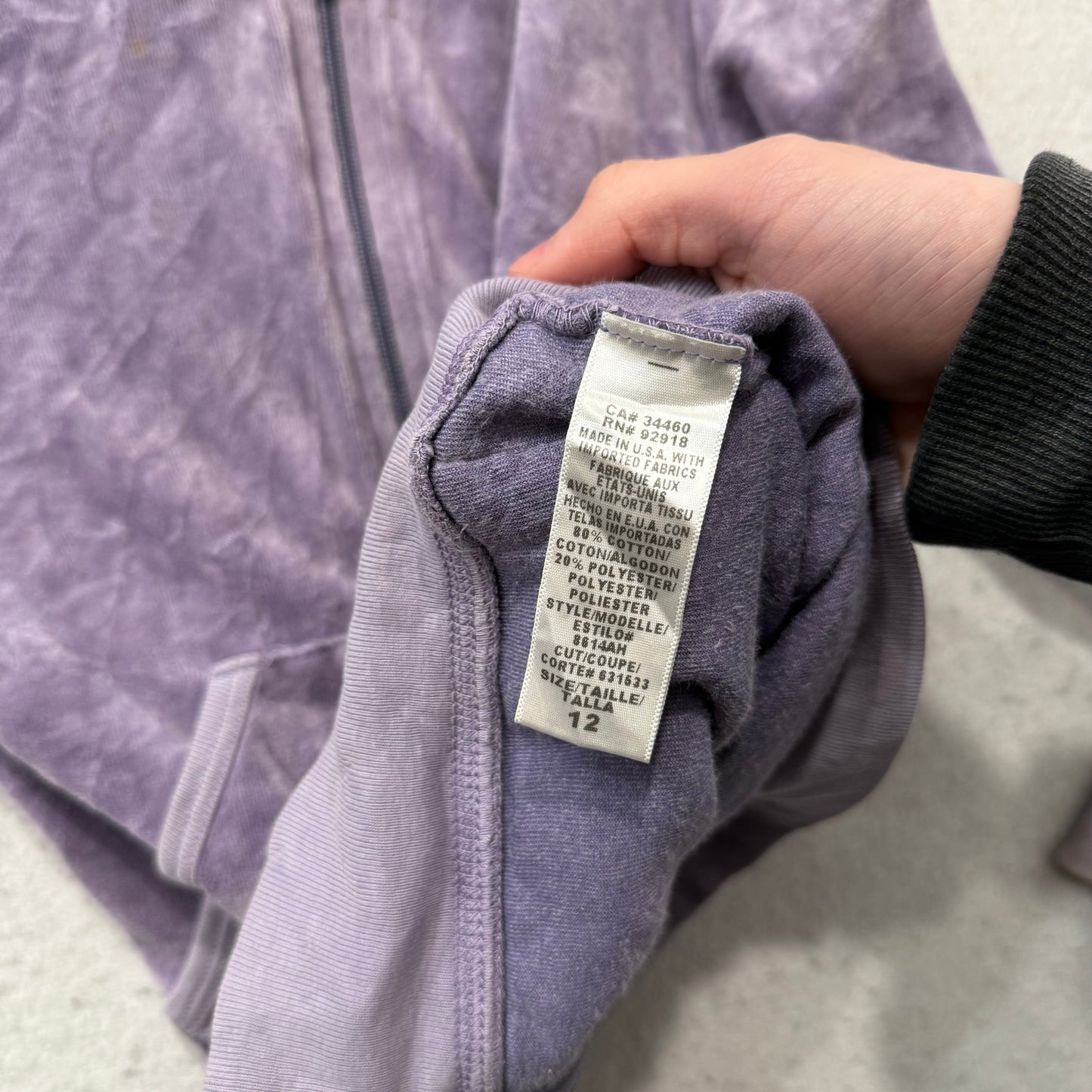 Juicy Couture All Hail Juicy Women's Lavender Velour Zip-Up Hoodie Y2k Size 12