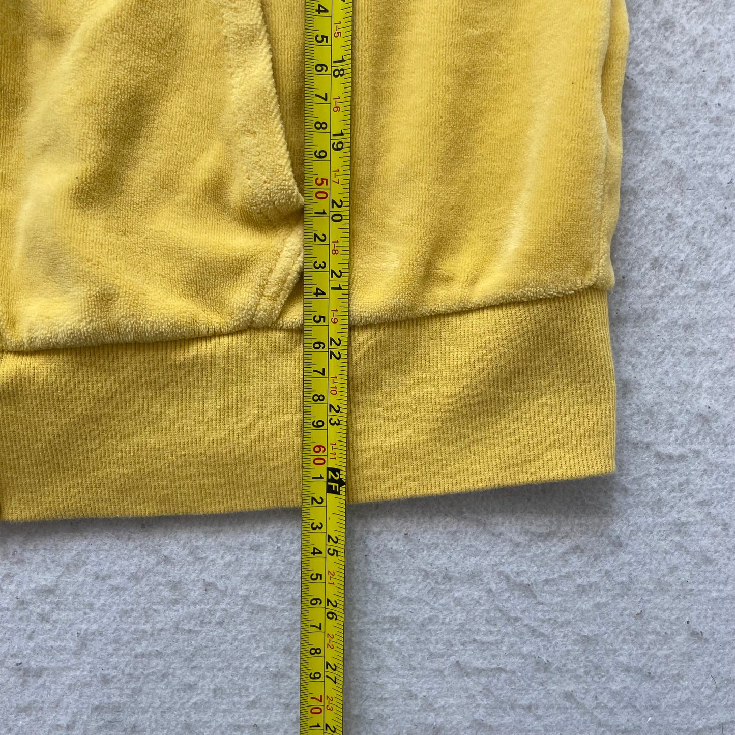 Juicy Couture Women's Yellow Velour Zip-Up Hoodie Drawstrings Pocket Y2K Size XL