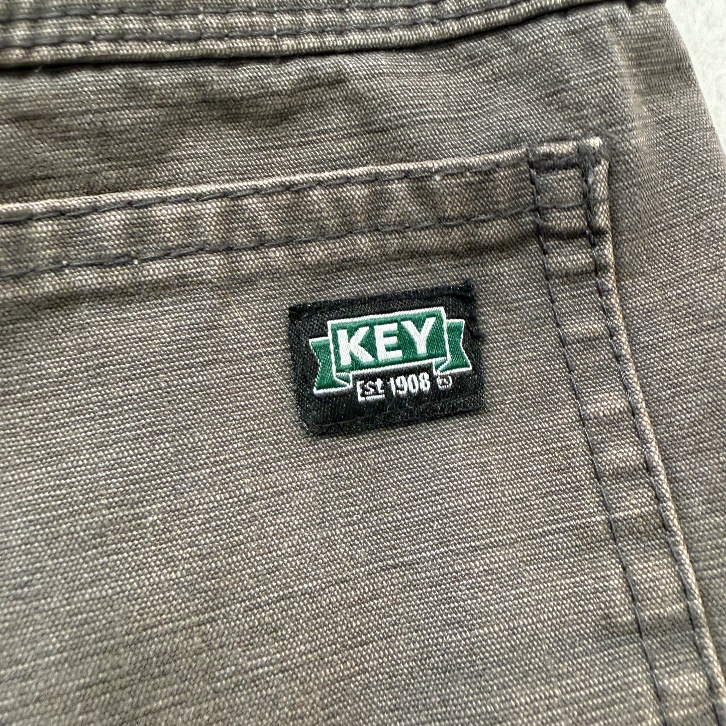 Key Men's Charcoal Gray Canvas Carpenter Shorts Utility Duck Workwear Size 34