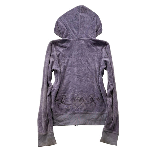 Juicy Couture All Hail Juicy Women's Lavender Velour Zip-Up Hoodie Y2k Size 12