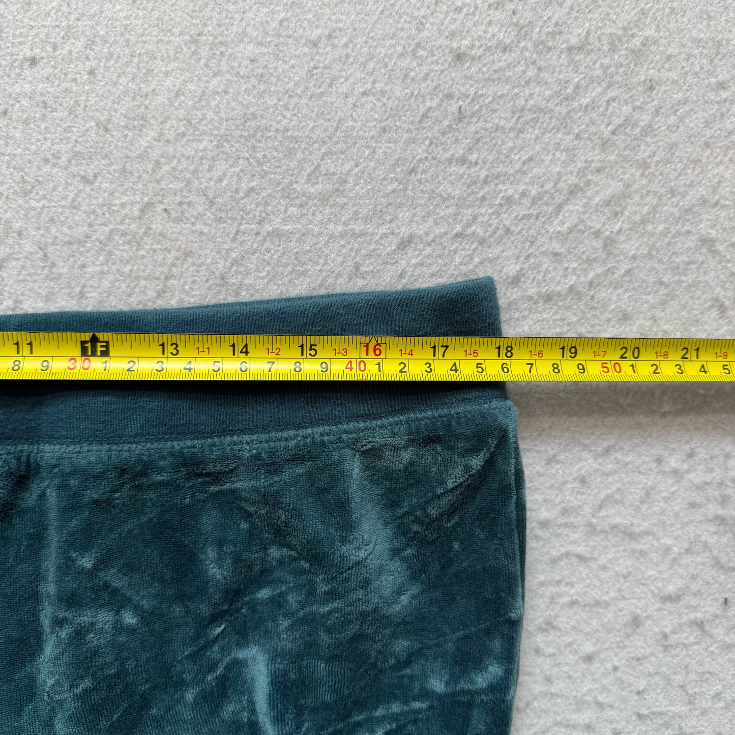Vintage Juicy Couture Women Slate Teal Velour Flare Track Pant Drawstring Size L