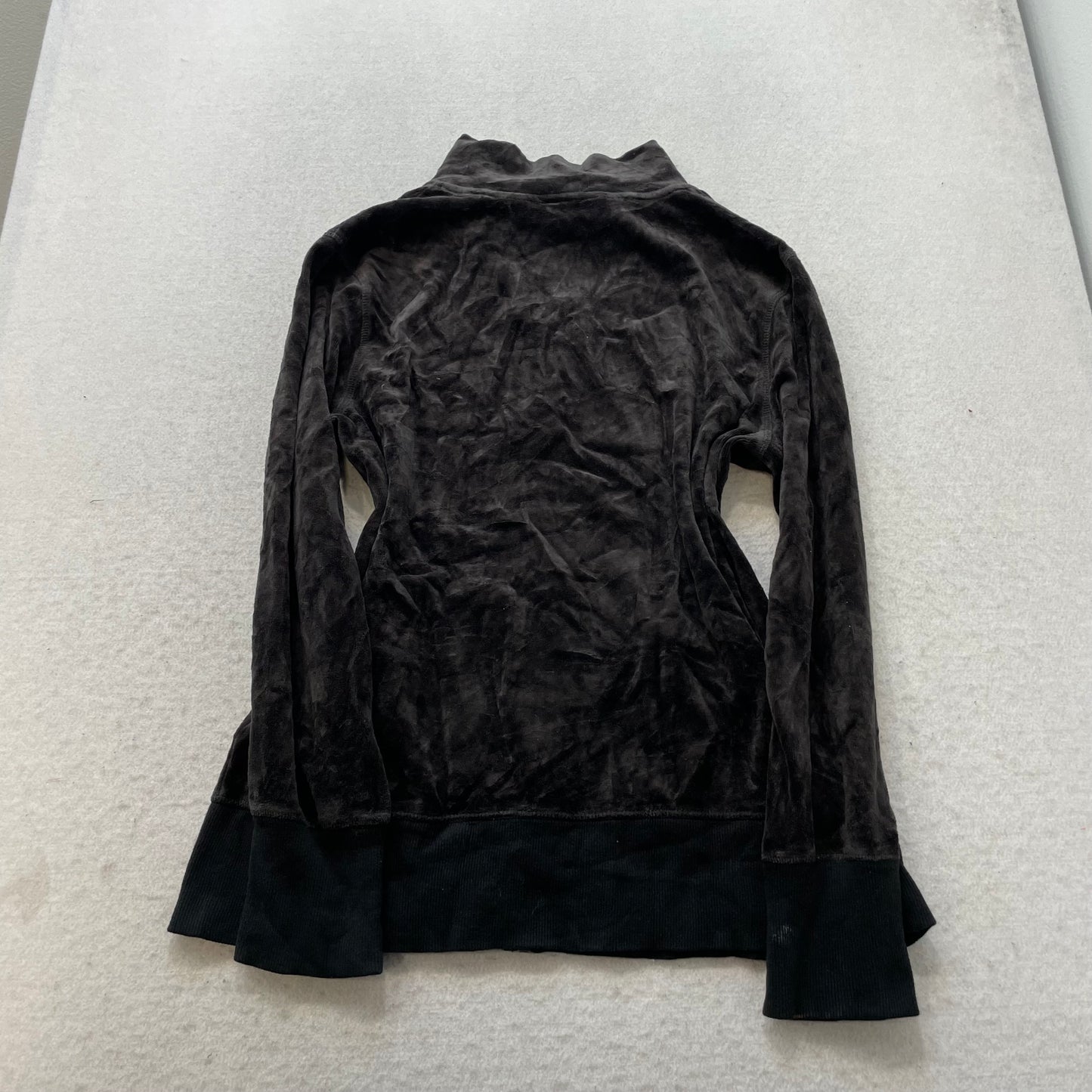 Juicy Couture Women's Charcoal Velour Zip-Up Track Jacket Mock Neck Classic - XL