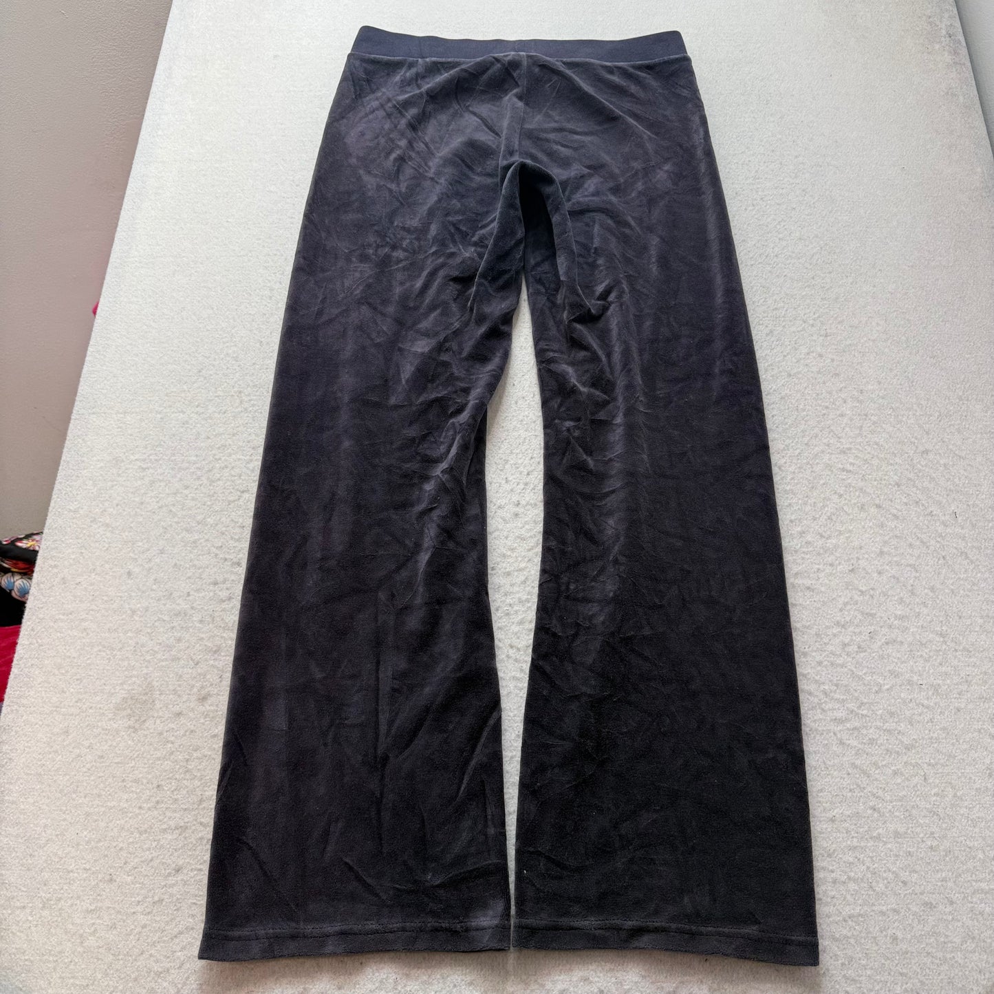 Juicy Couture Women's Faded Navy Velour Flared Track Pant Loungewear Y2k Size S