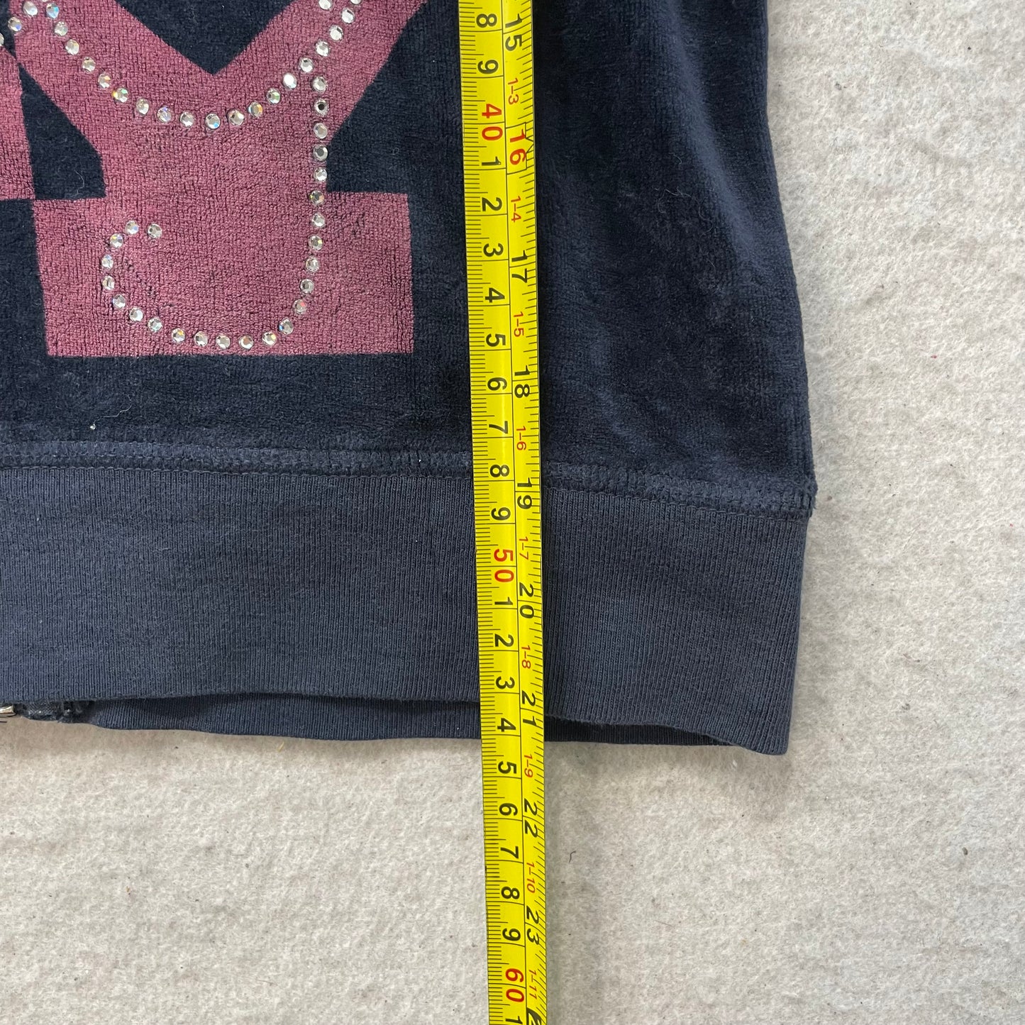 Juicy Couture Womens Navy Velour Tracksuit Set Hoodie & Pant Graphic Logo Size M