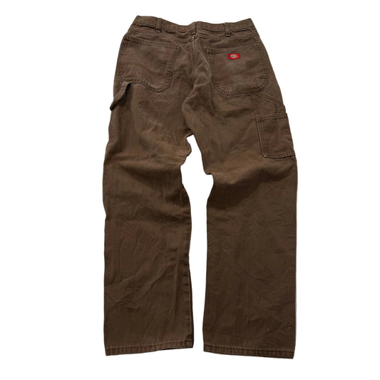 Dickies Men's Brown Canvas Carpenter Pants Workwear Straight Leg Size 32 x 32