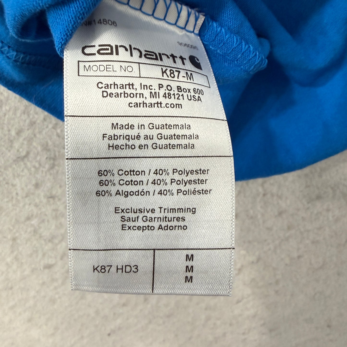 Carhartt Men's Cobalt Blue Cotton Blend T-Shirt Short Sleeve Loose Fit Size M