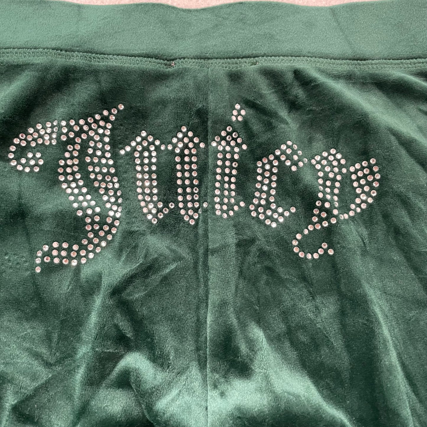 Juicy Couture Women's Dark Green Velour Tracksuit Set Hoodie & Pant Size S/L