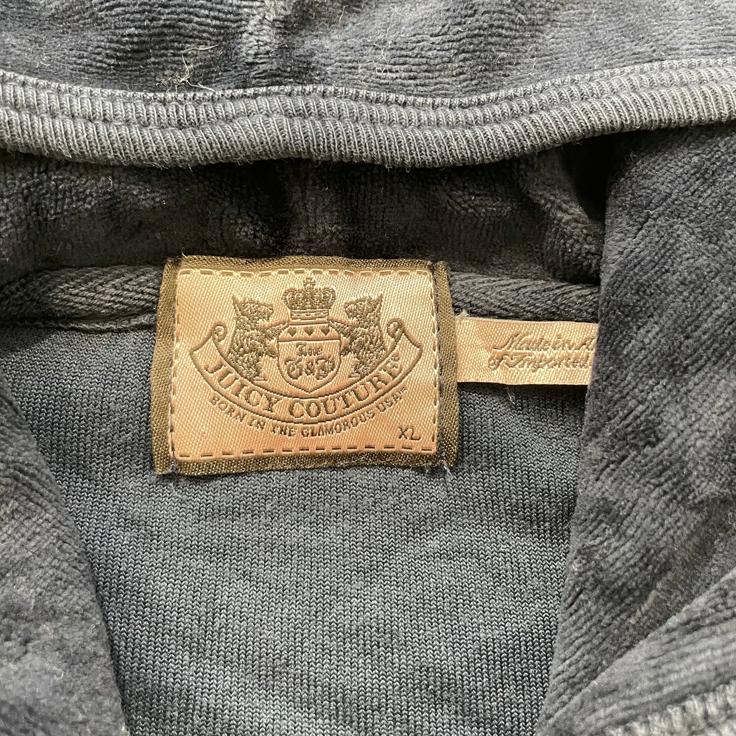 Juicy Couture Scottie Dogs Women Navy Velour Tracksuit Set Hoodie & Pant Size XL