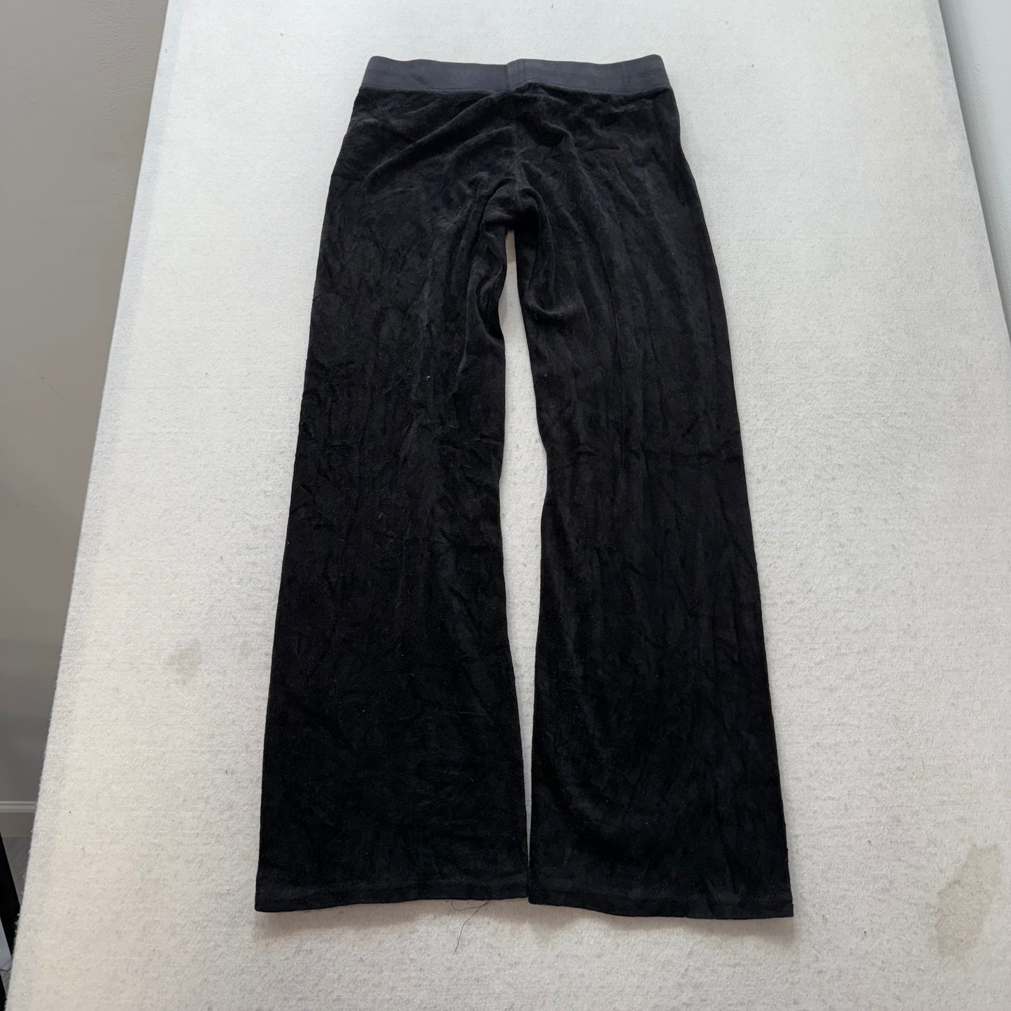 Juicy Couture Women's Black Velour Flared Track Pant Graphic Logo Preppy Size XS