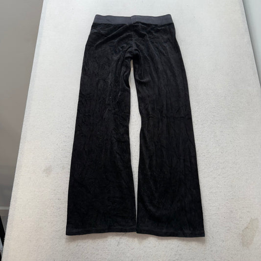Juicy Couture Women's Black Velour Flared Track Pant Graphic Logo Preppy Size XS