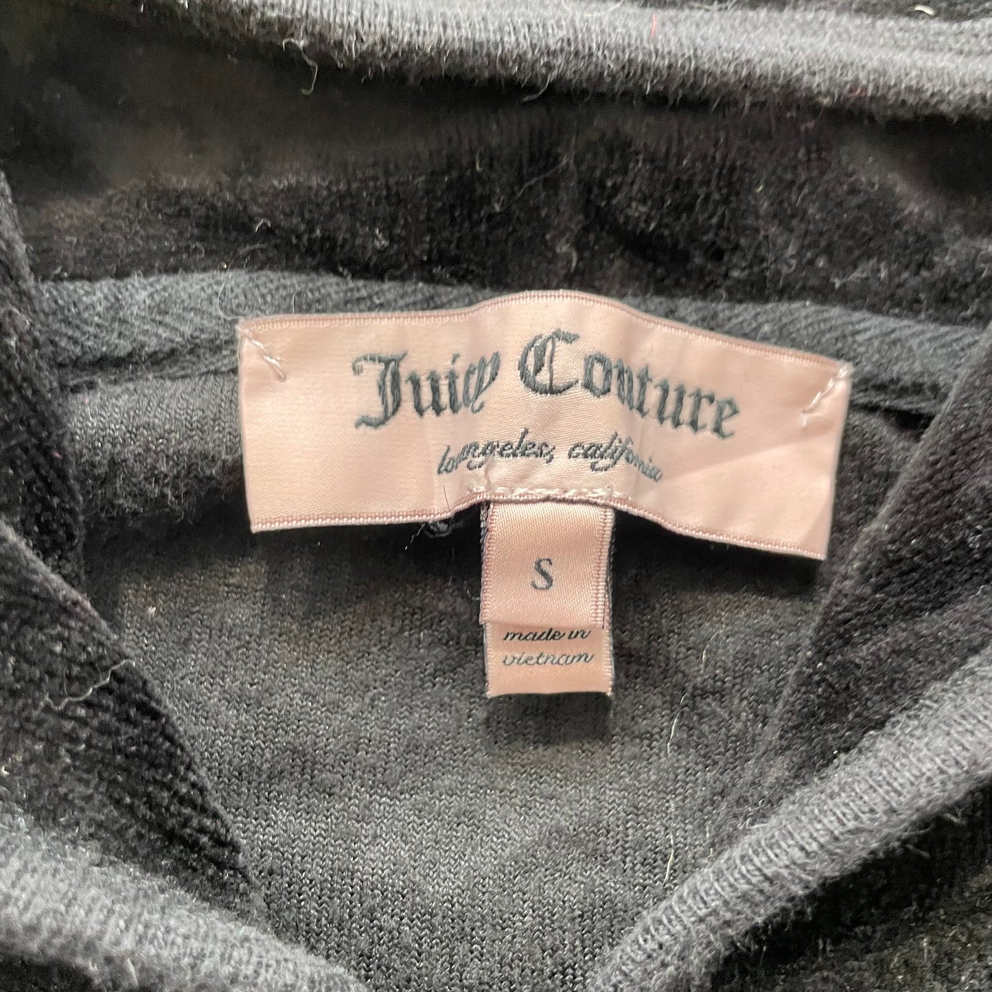 Juicy Couture Scottie Dogs Women's Black Velour Zip-Up Hoodie Rhinestones Size S