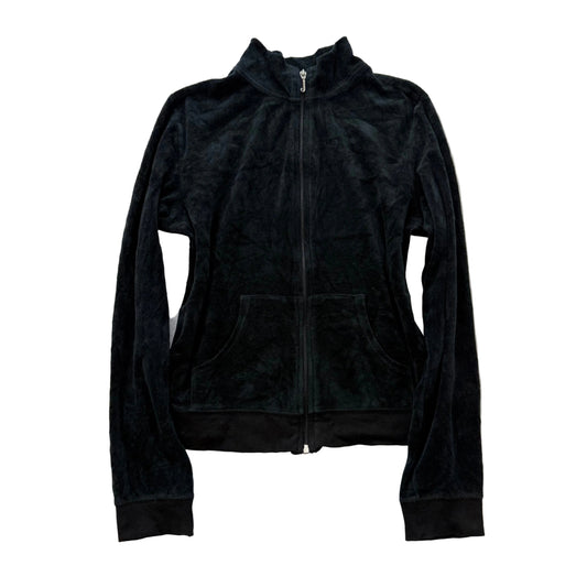 Vintage Juicy Couture Women's Navy Velour Zip-Up Track Jacket Pockets Y2K Size L