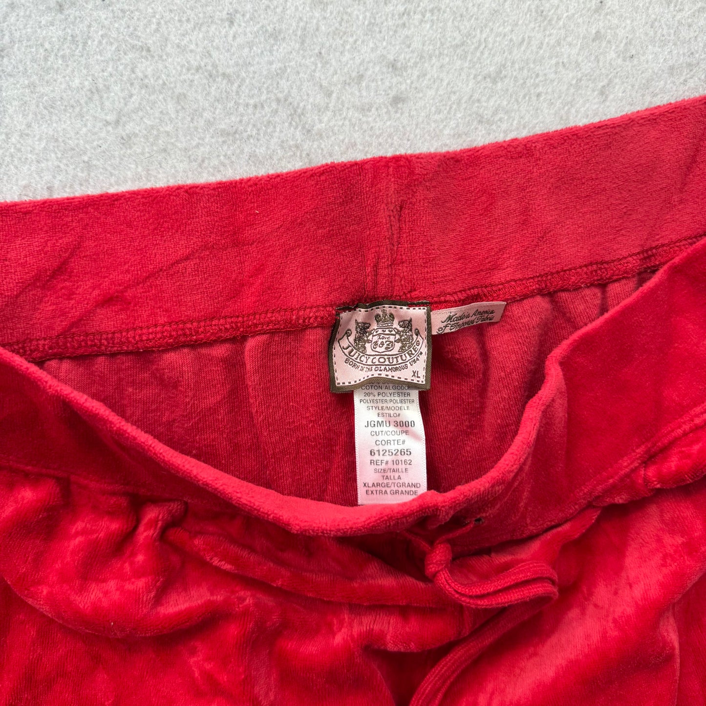 2003 Vtg Juicy Couture Women's Red Velour Tracksuit Set Hoodie & Pant Size L/XL