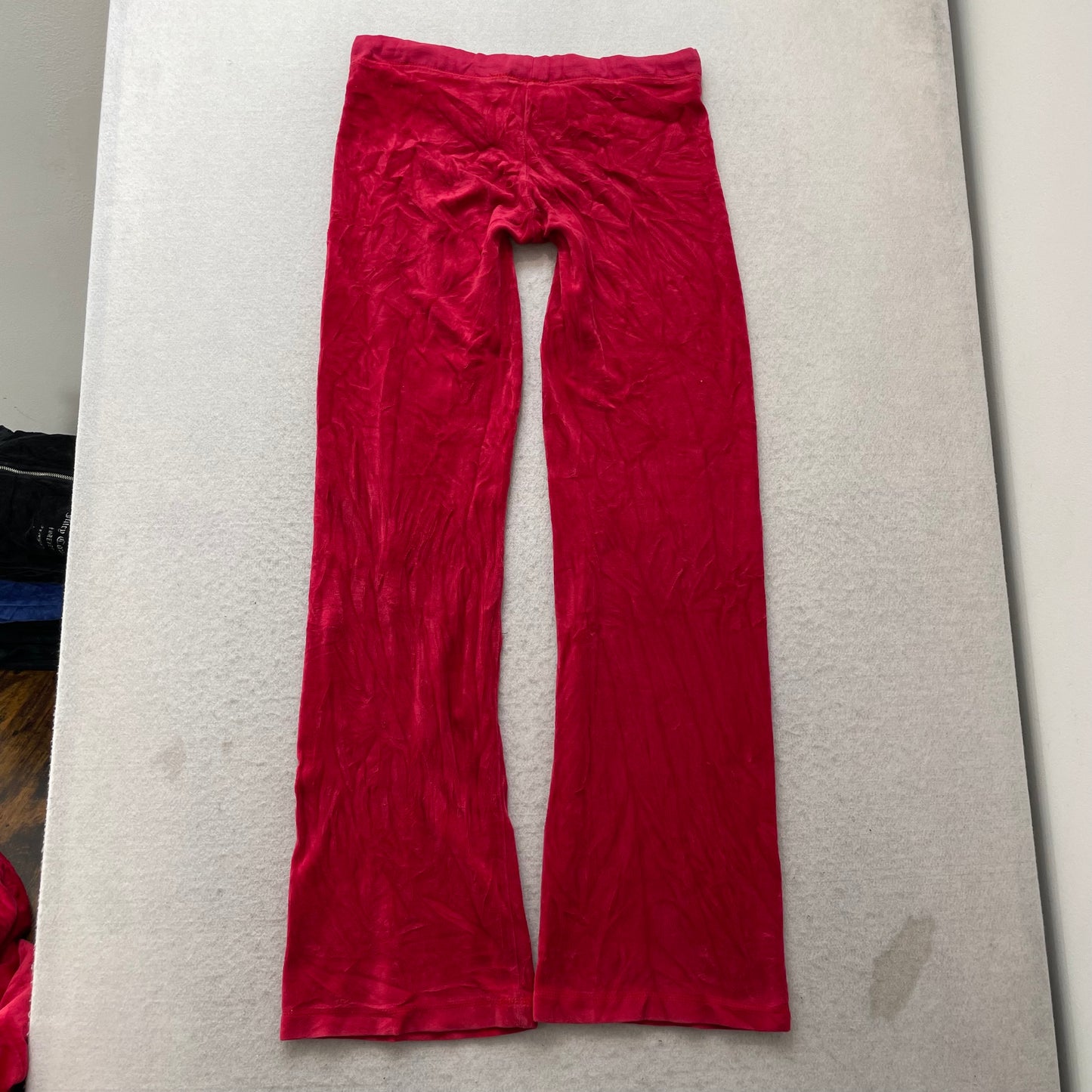 Juicy Couture Women Red Velour Tracksuit Set Zip-Up Hoodie & Flare Pant Size S/M