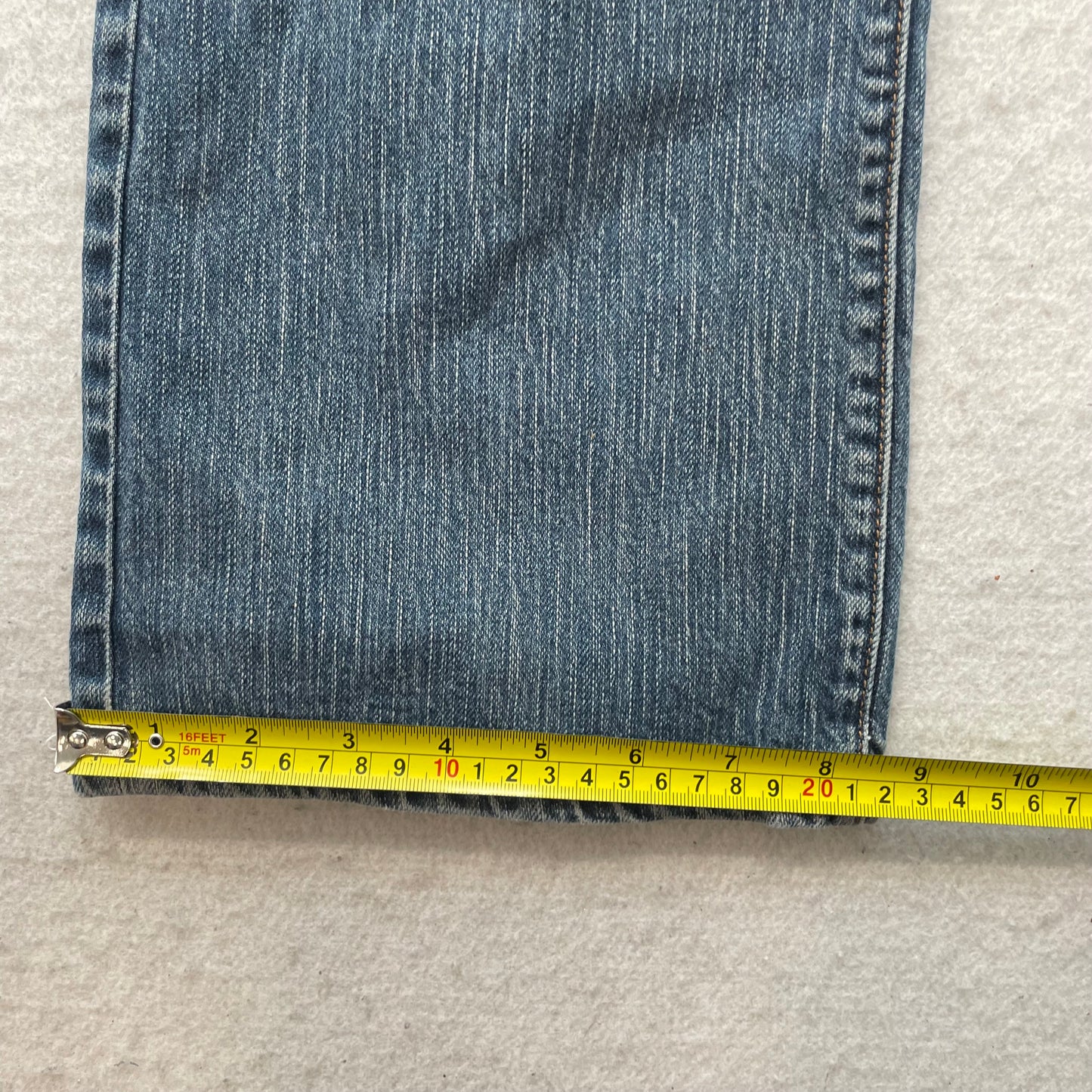 New York & Company Women's Medium Blue Denim Bootcut Jeans Distressed Size 12