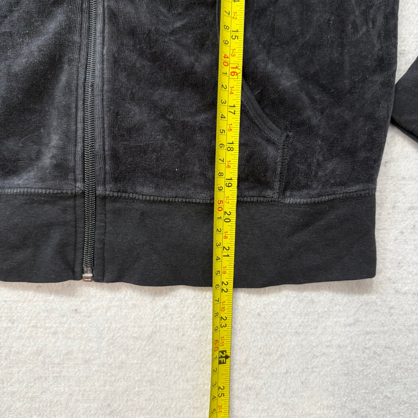 Juicy Couture Black Velour Tracksuit Set Zip Up Hoodie & Flared Pant Logo Size L