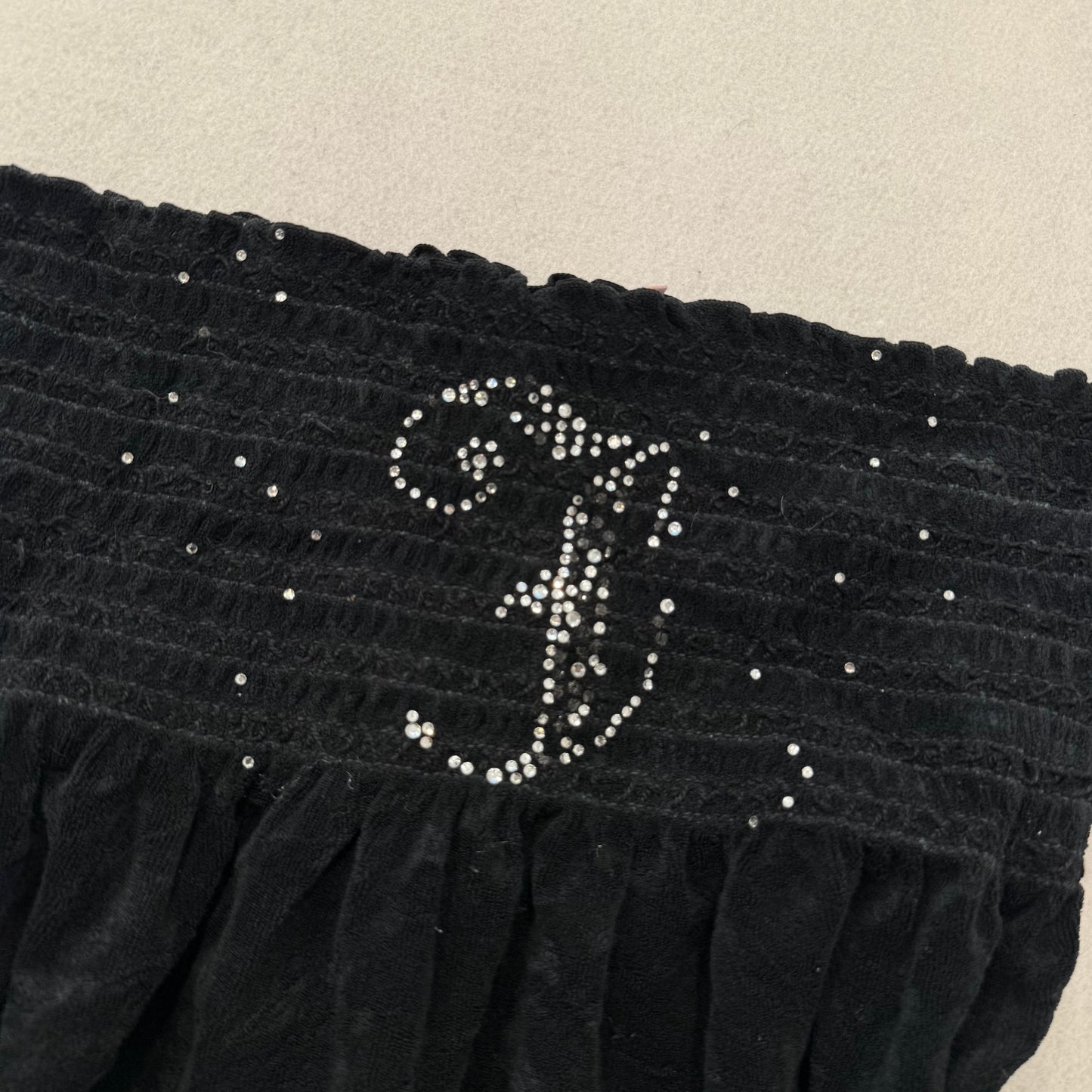 RARE Juicy Couture Juicy Prep Women Black Terry Cloth Smocked Tube Dress Size XL