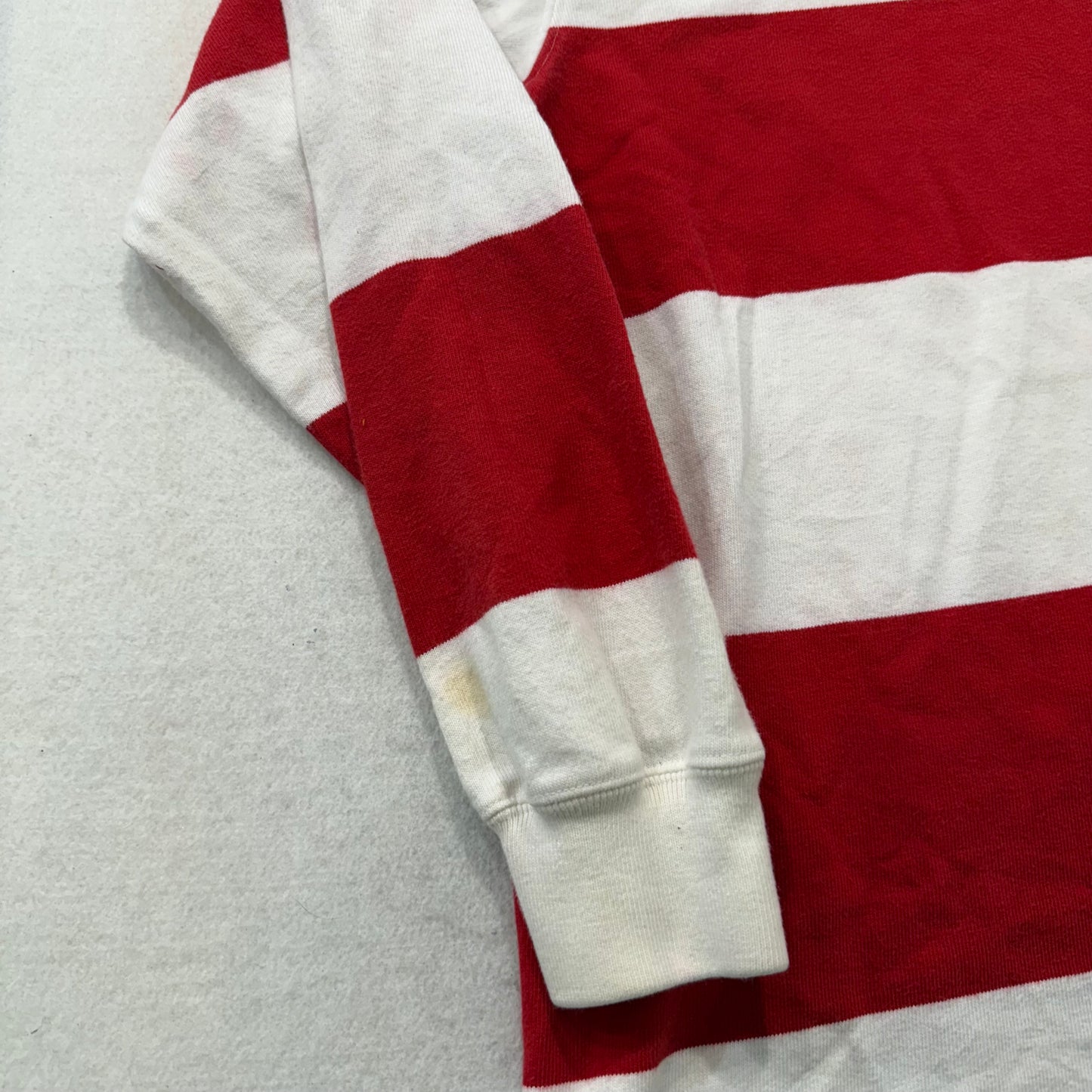 Polo Sport Ralph Lauren Red White Striped Cotton Polo Shirt Long Sleeves Size M