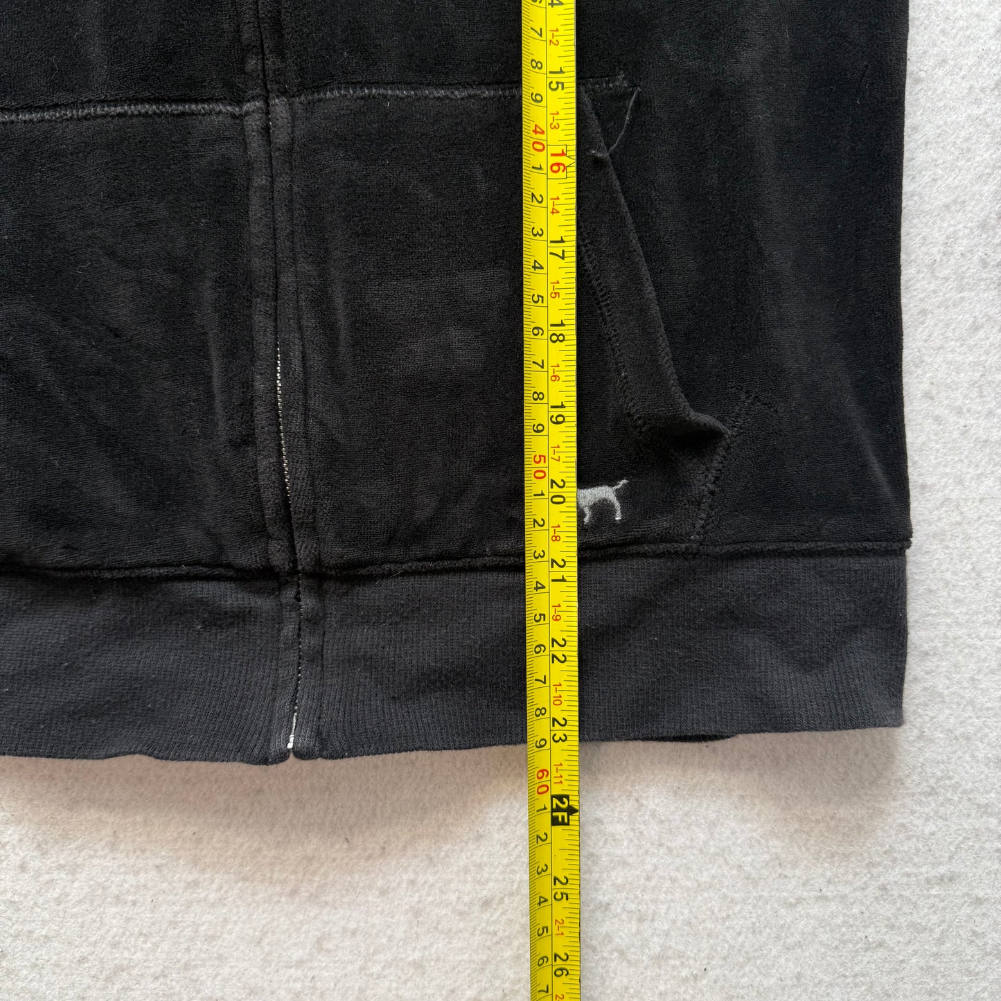 PINK Victoria's Secret Women's Black Velour Full Zip Hoodie Graphic Logo Size S