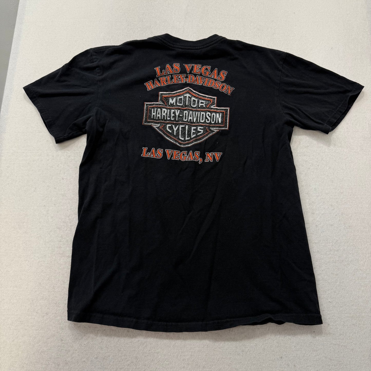 Harley-Davidson Men's Black Cotton T-Shirt Winged Skull H-D Graphic Tee Size L