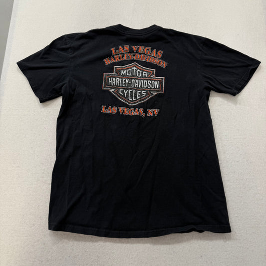 Harley-Davidson Men's Black Cotton T-Shirt Winged Skull H-D Graphic Tee Size L