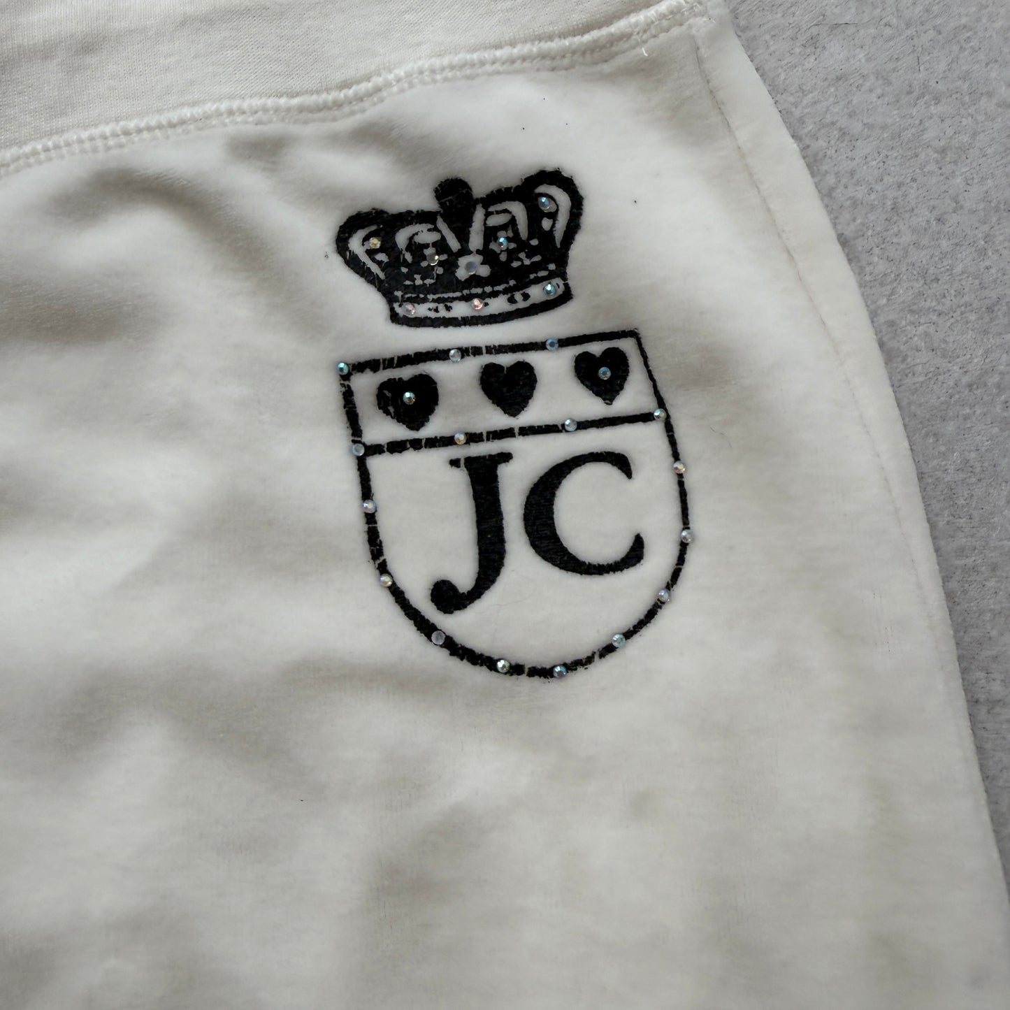 Juicy Couture Womens White Velour Flared Track Pant Drawstring Rhinestone Size M