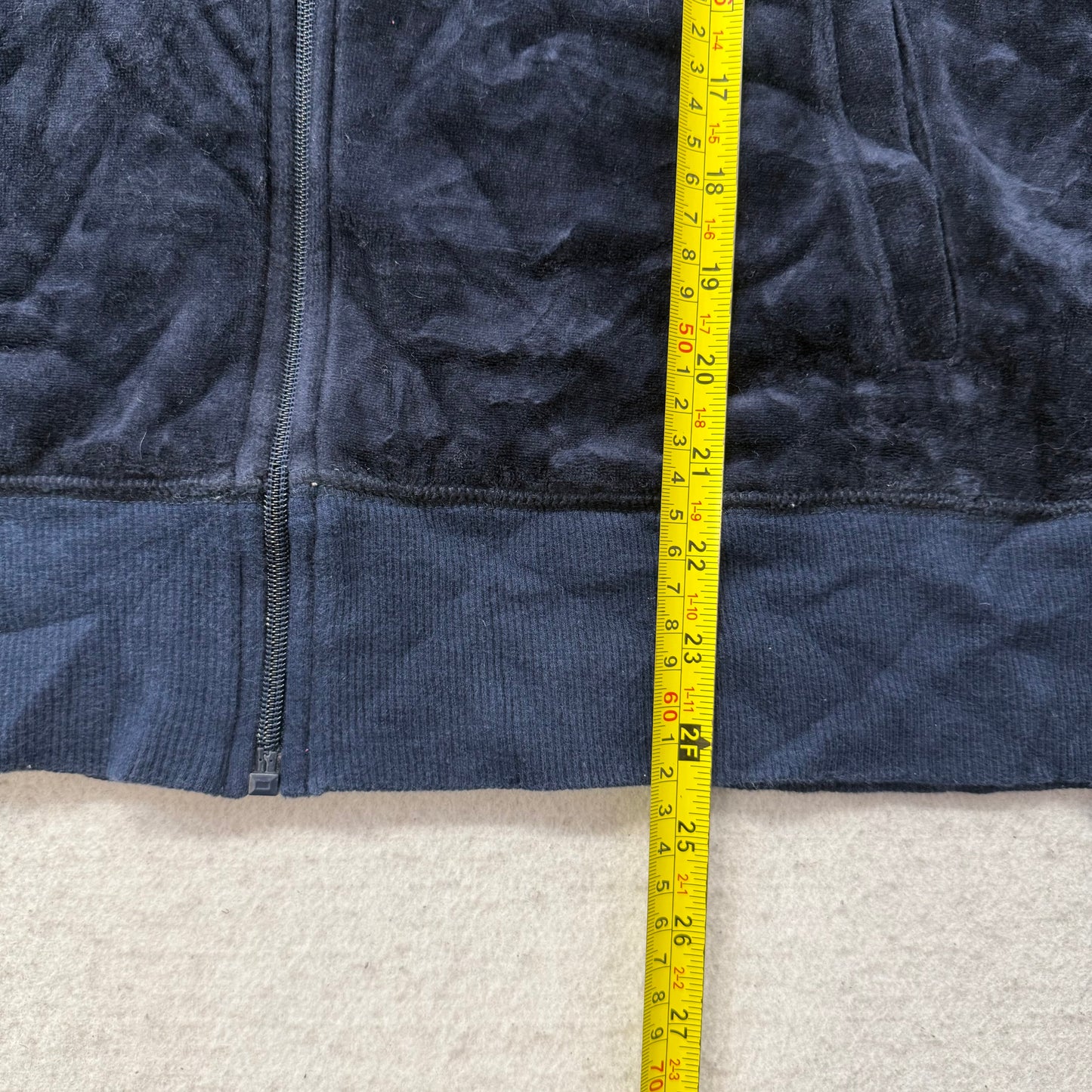 Vintage Juicy Couture Women's Navy Blue Velour Full Zip Track Jacket Y2k Size L