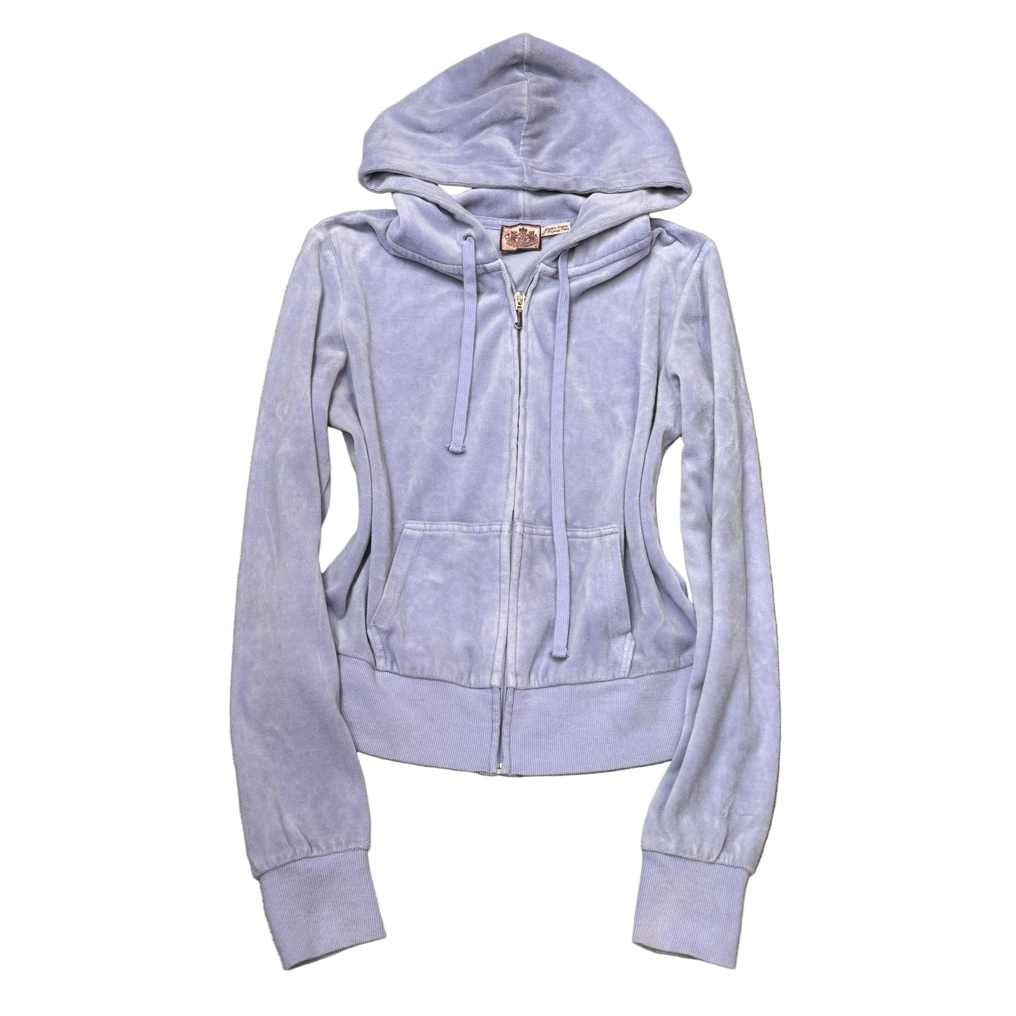 Vintage Juicy Couture Women's Lavender Velour Full Zip Hoodie Drawstring Size S