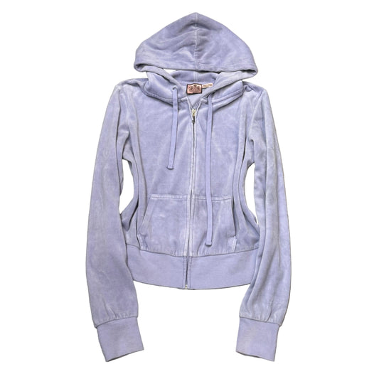 Vintage Juicy Couture Women's Lavender Velour Full Zip Hoodie Drawstring Size S
