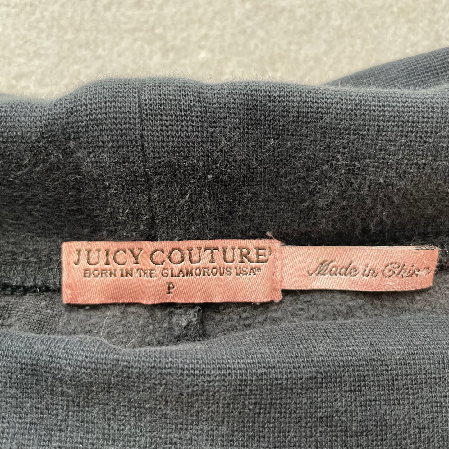 Juicy Couture Women Black Velour Flare Track Pant All-Over Embossed Heart Size P