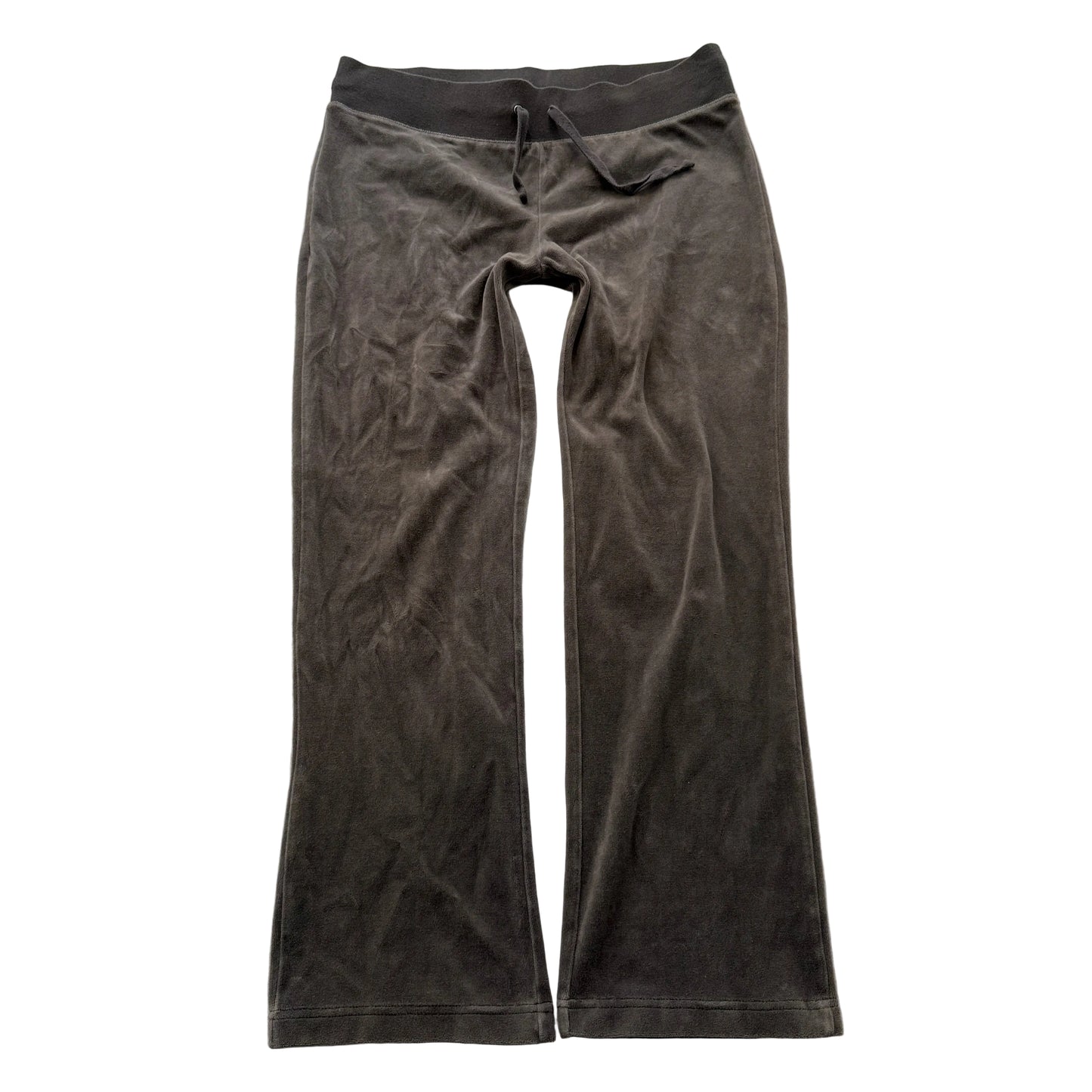 Juicy Couture Women's Dark Brown Velour Flared Track Pants Drawstring Y2K Size M