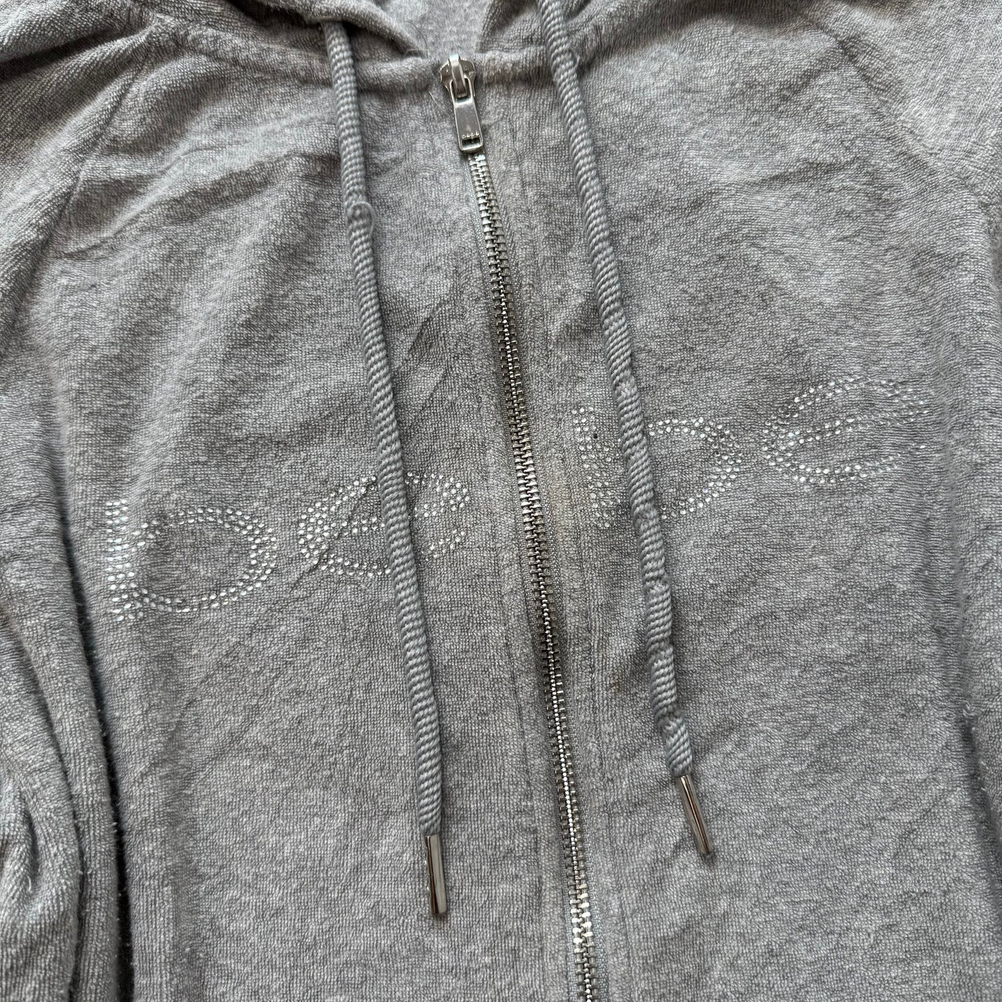 Bebe Sport Women's Gray Terry Cloth Full Zip Hoodie Casual Wear Pockets Size M