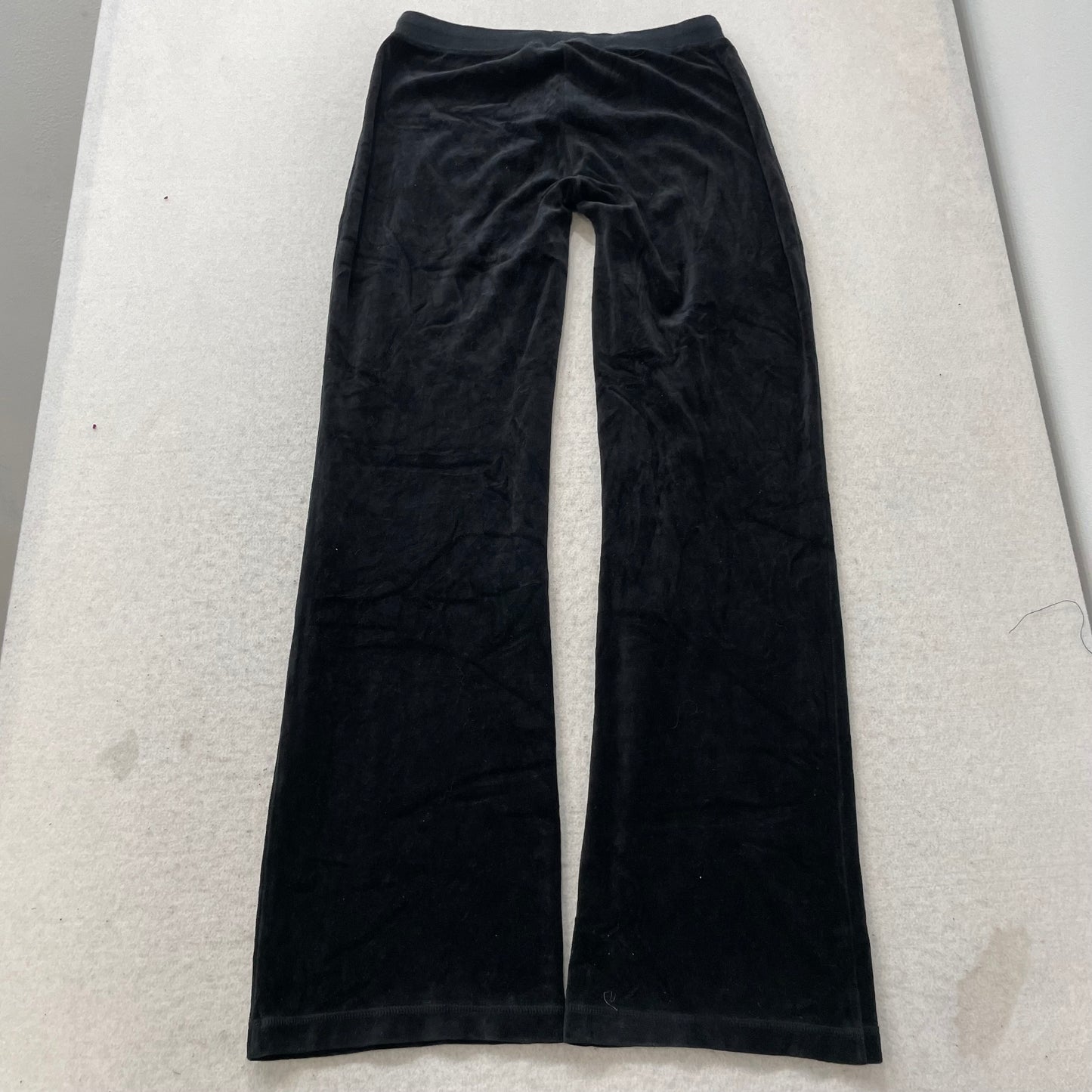 Vintage Juicy Couture Women's Black Velour Flared Leg Track Pant Logo Y2K Size S