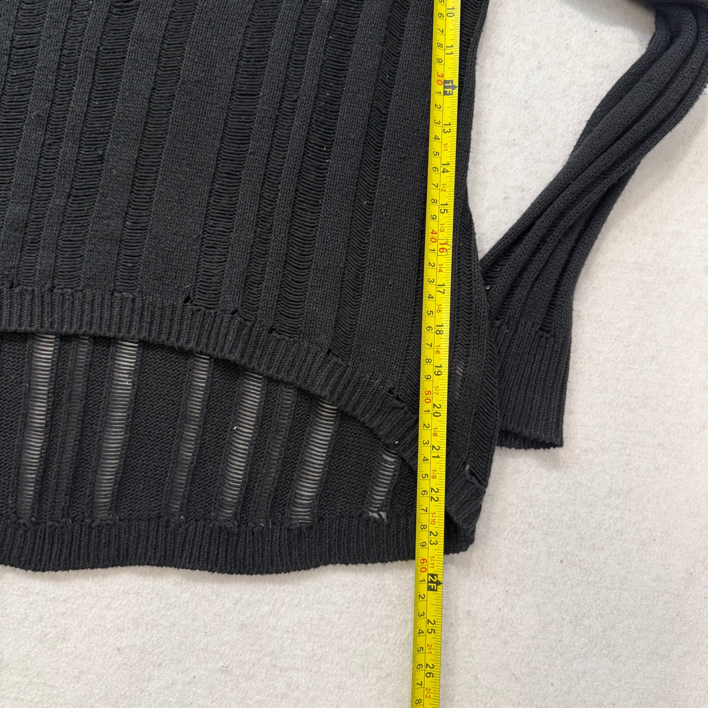 Billabong Black Knitted Distressed Pull-Over Sweater High-Low Hem Size L