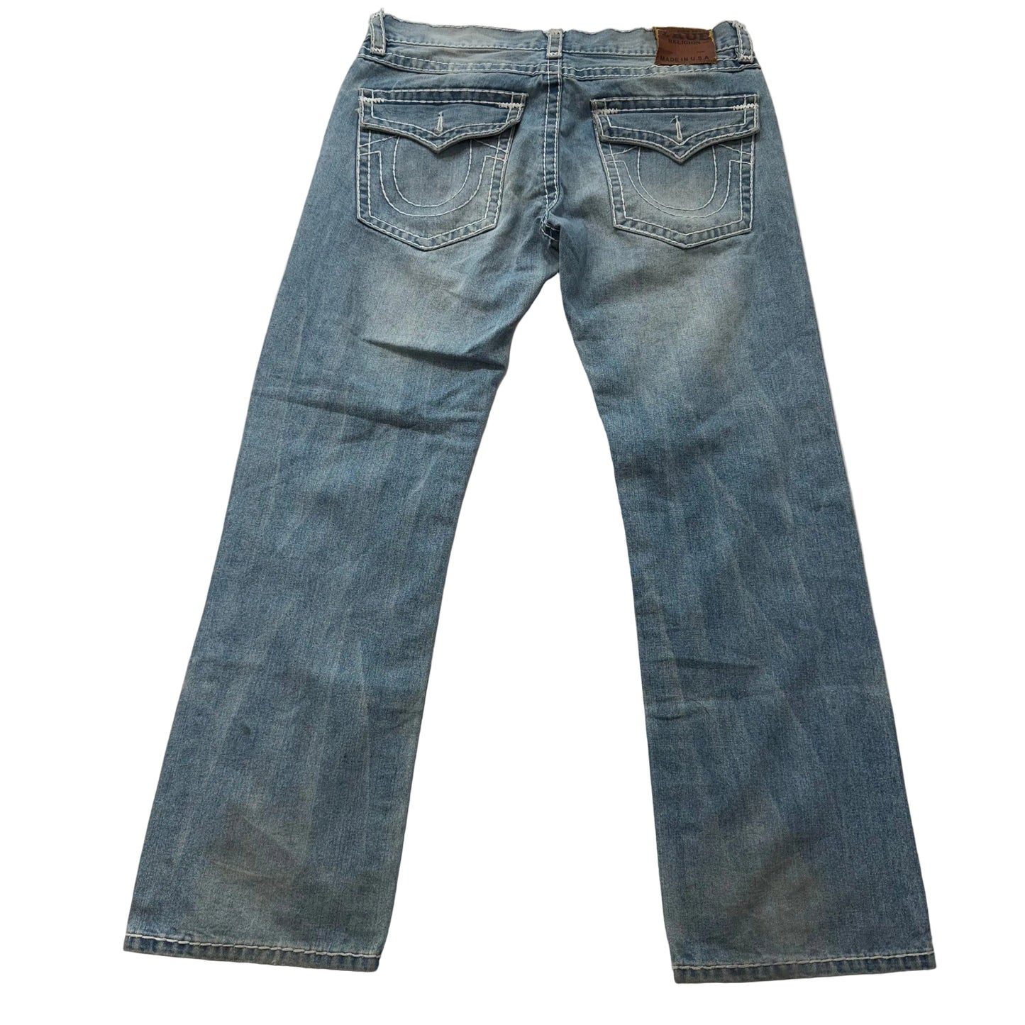 Rare True Religion Super T Ricky Men's Blue Straight Jeans Made In USA Size 38