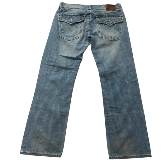 Rare True Religion Super T Ricky Men's Blue Straight Jeans Made In USA Size 38