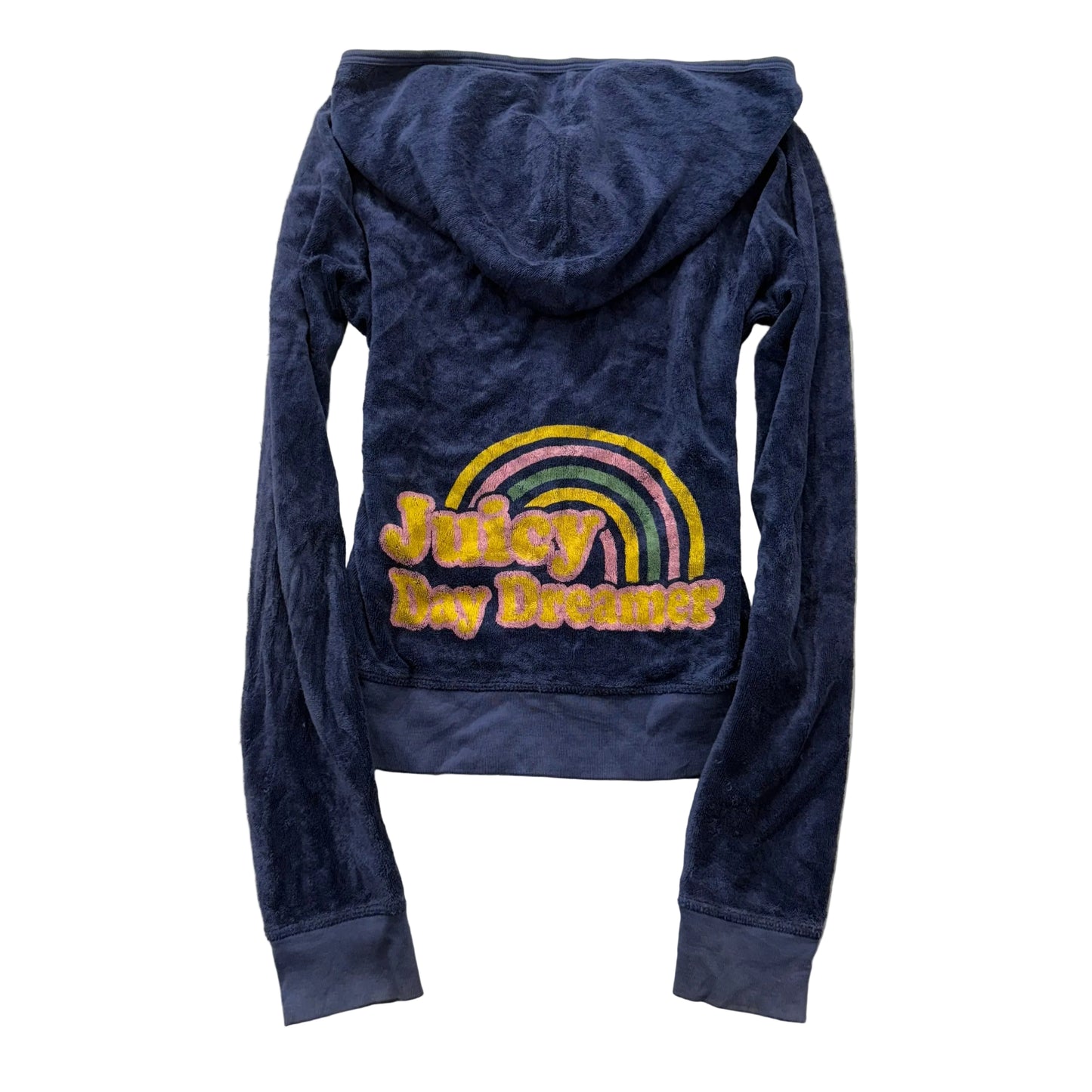 Juicy Couture "Juicy Day Dreamer" Women's Navy Terry Cloth Zip-Up Hoodie Size P