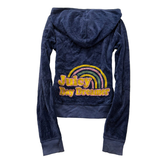 Juicy Couture "Juicy Day Dreamer" Women's Navy Terry Cloth Zip-Up Hoodie Size P