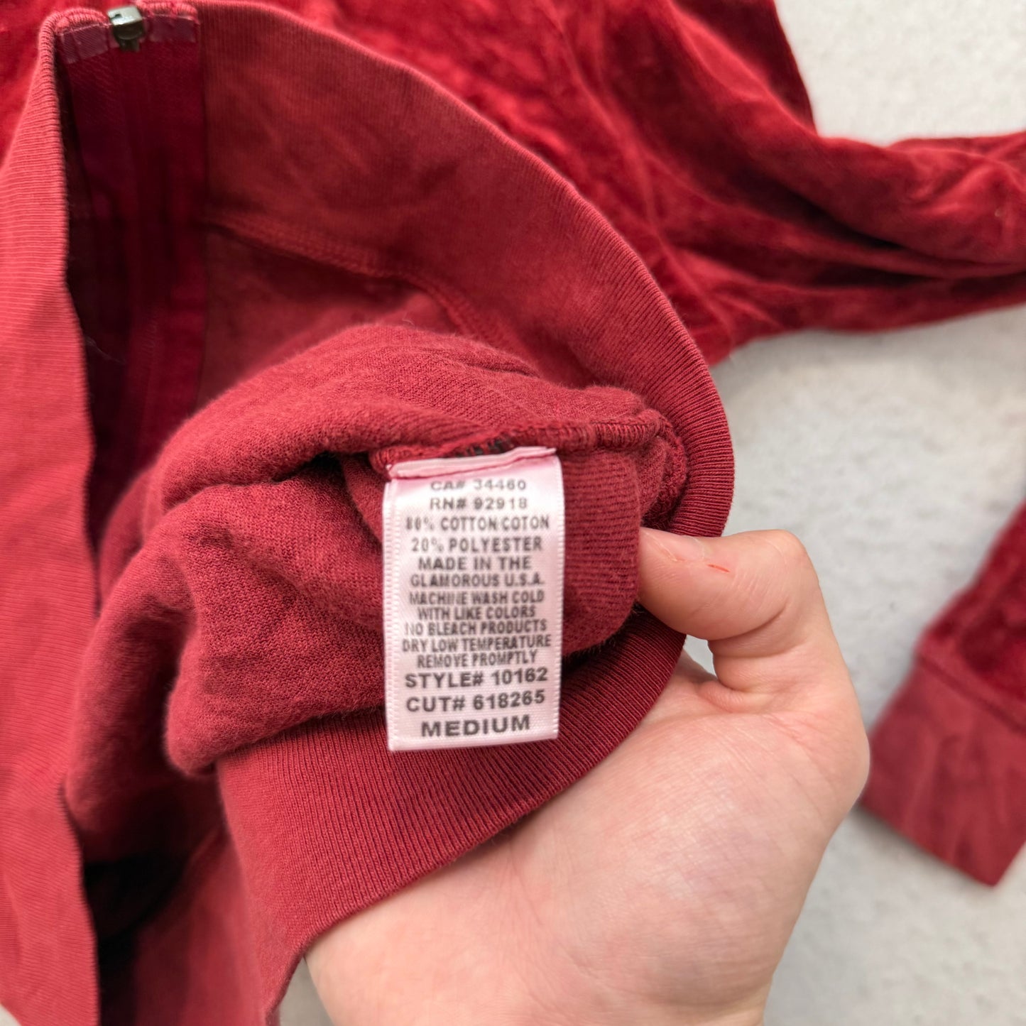 2003 Vintage Juicy Couture Women's Wine Red Velour Zip-Up Hoodie Pockets Size M