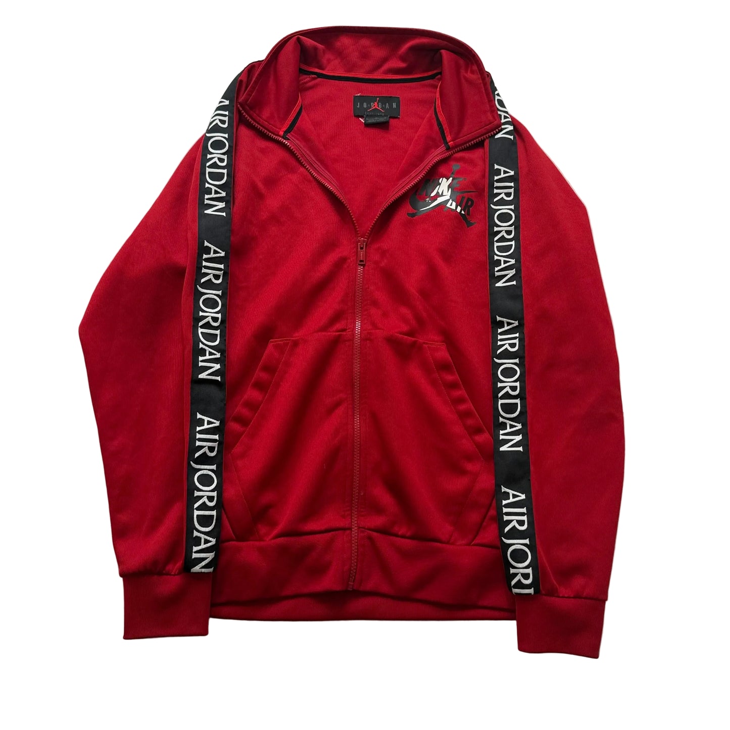 Nike Air Jordan Mens Red Jumpman Classic Tricot Jacket Logo Taping Sleeve Size M