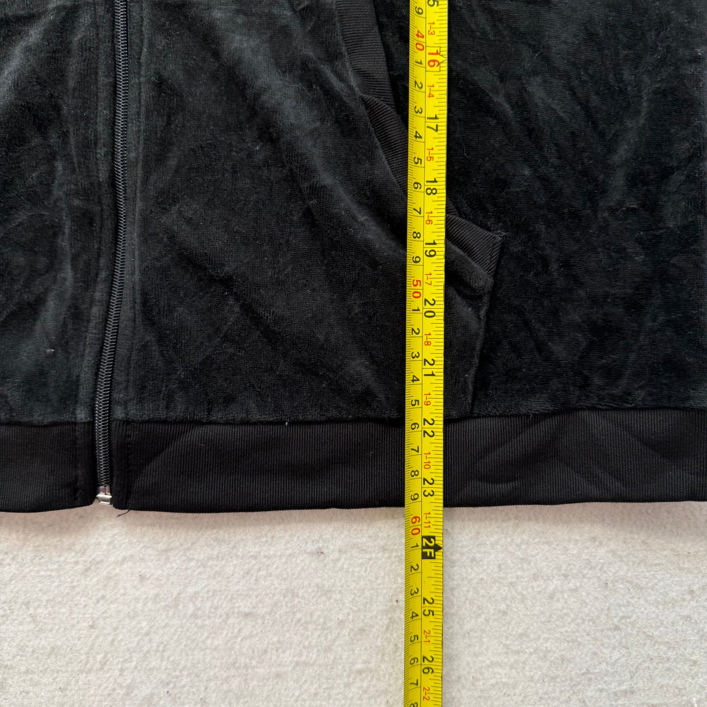 Juicy Couture Women's Black Velour Zip-Up Hoodie Gold Sequins Logo Y2K Size XL