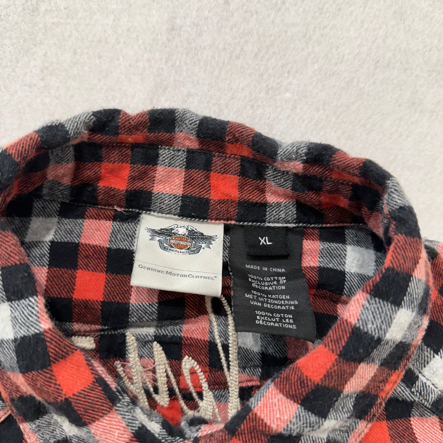 Harley-Davidson Women's Red Black Cotton Button-Down Flannel Shirt Size XL