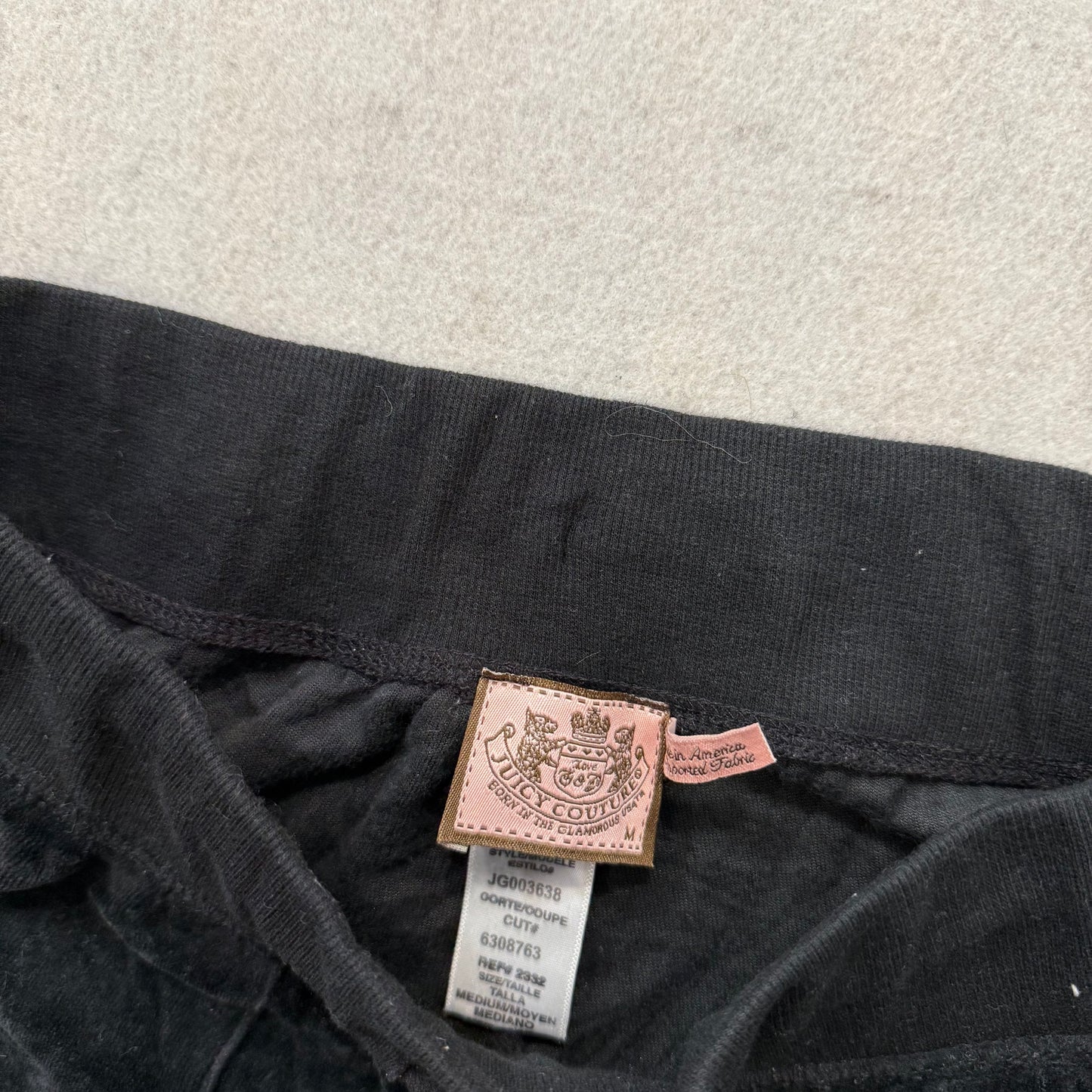 Juicy Couture Black Velour Tracksuit Set Zip Up Hoodie & Flared Pants Y2K Size M