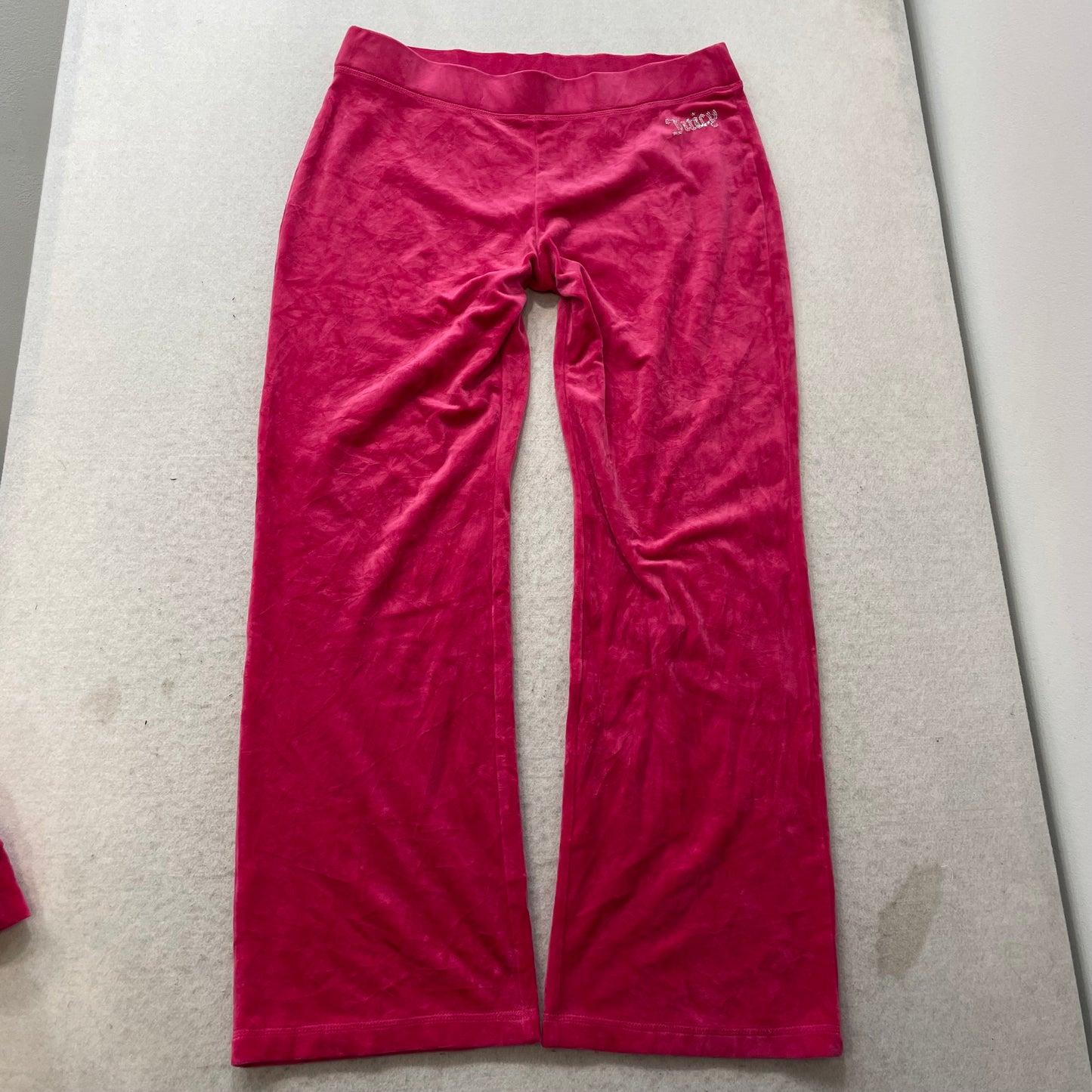 Juicy Couture Women's Hot Pink Velour Tracksuit Set Hoodie & Flared Pant Size L