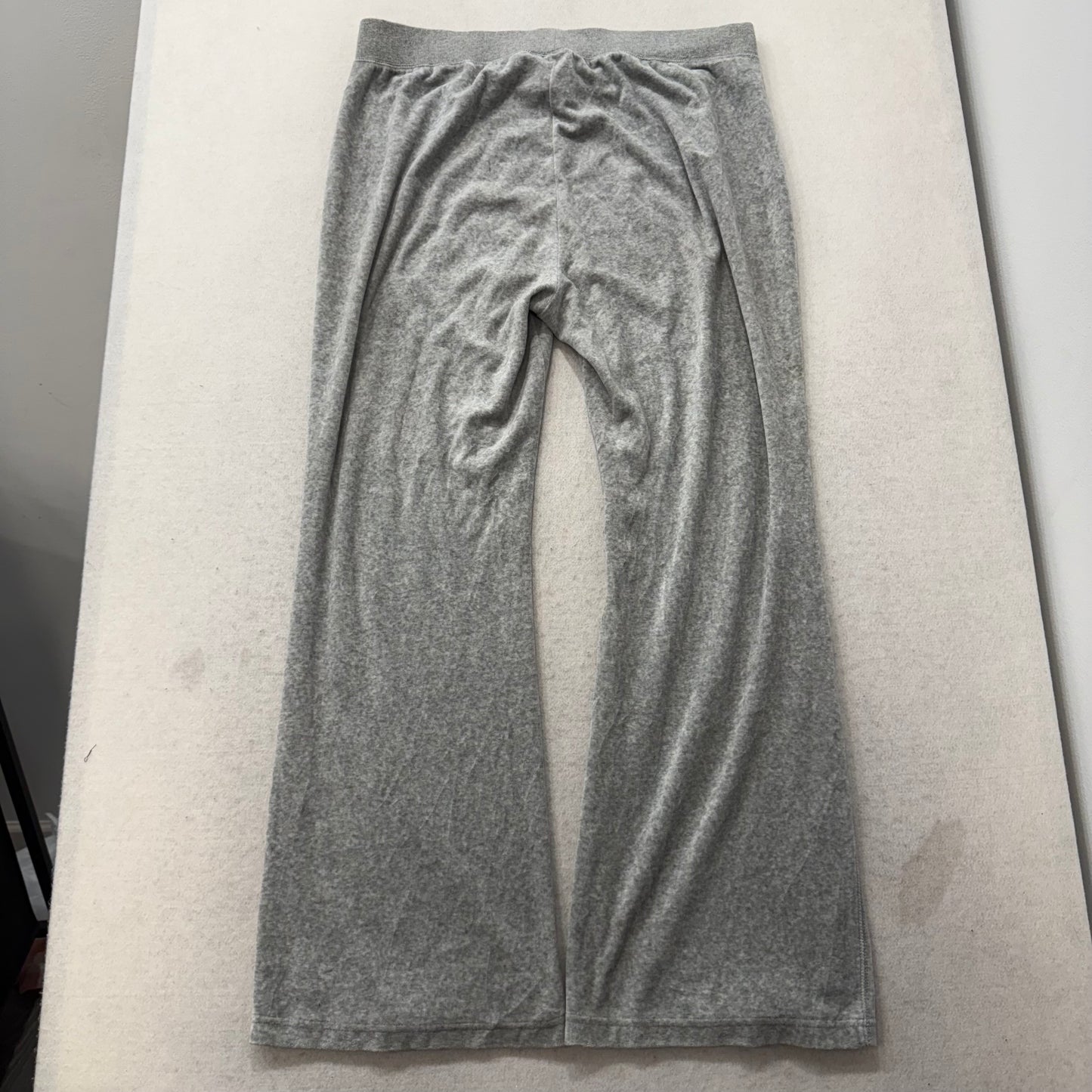 Juicy Couture Women's Heather Gray Velour Flared Track Pant Loungewear Size XL