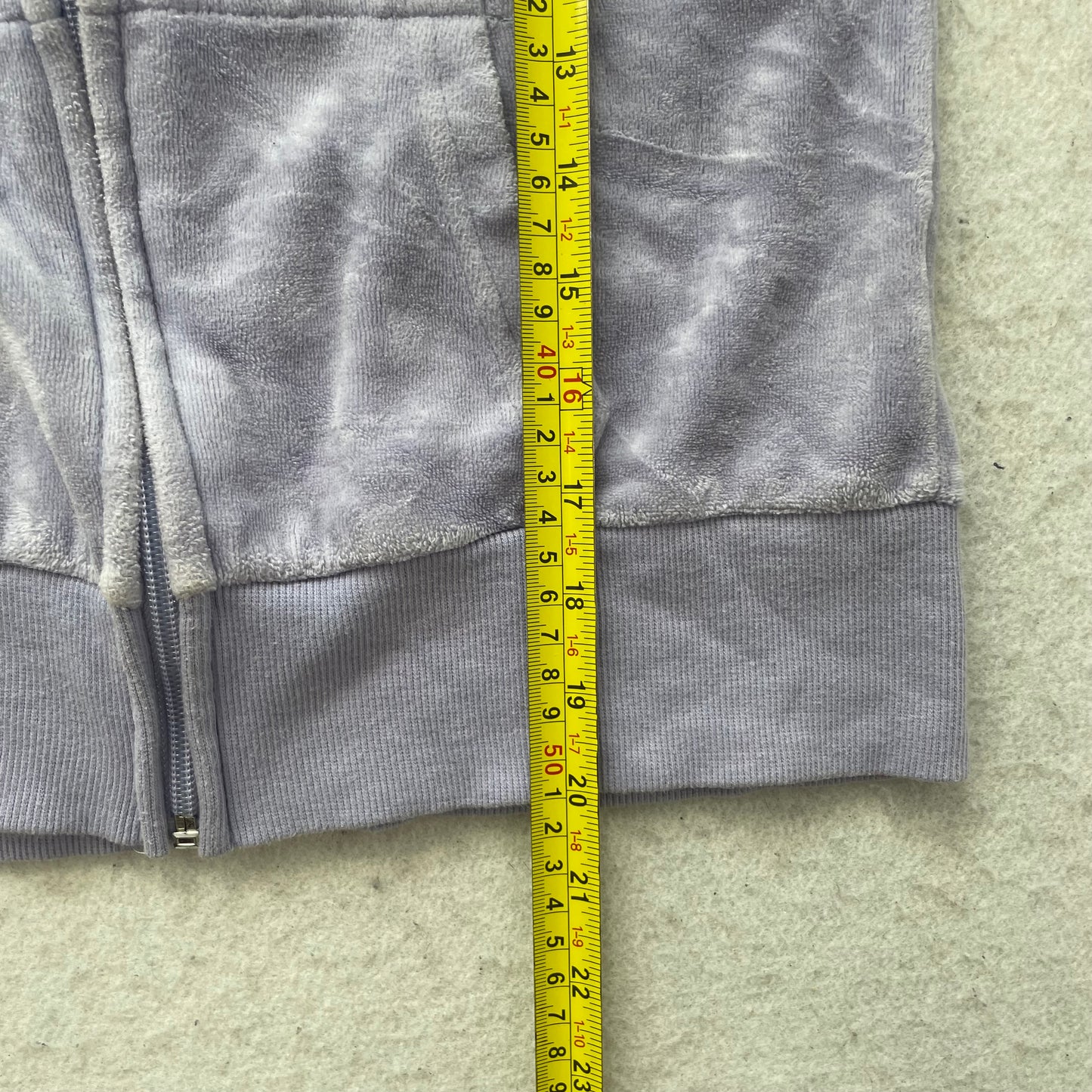 Vintage Juicy Couture Womens Light Purple Velour Zip-Up Hoodie Drawstring Size S